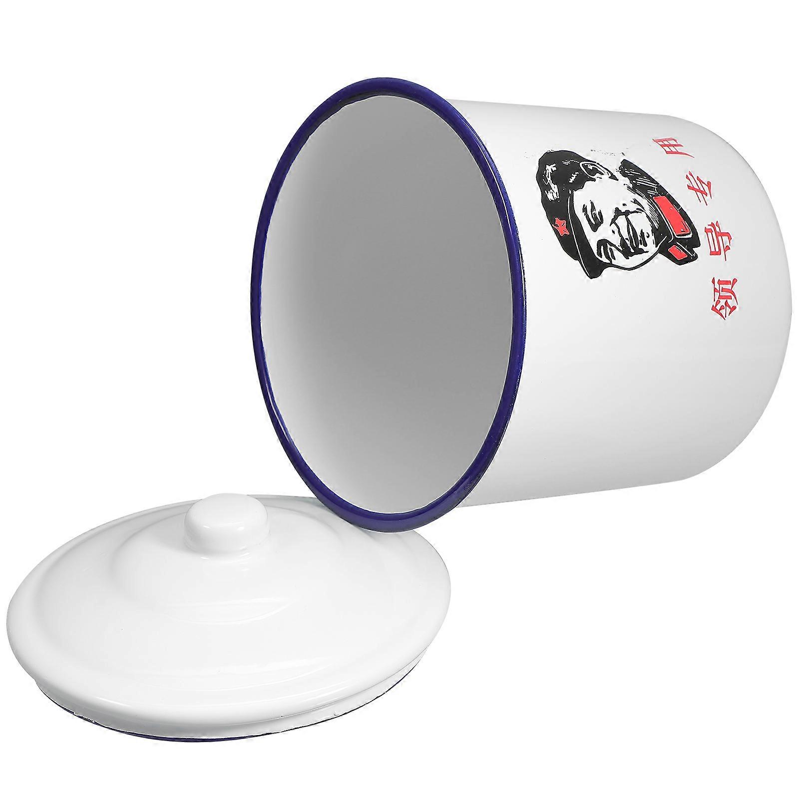 Retro Drinking Mug Enamel Cup for Colleagues 7.1×6.9×6.9in 1Pcs