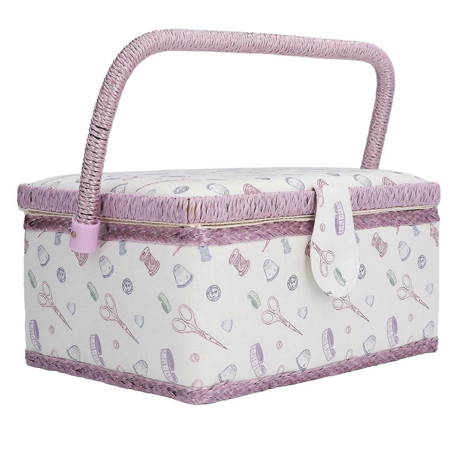 Sewing Box Organizer Portable Fabric Basket with Elasticity Wear Resistant Crease Proof Design for Sewing Tools Storage