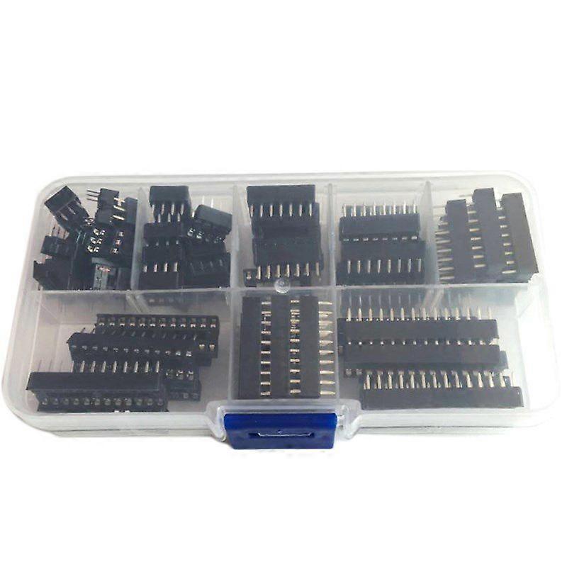 66Pcs DIP IC Sockets Adaptor Solder Type Socket Kit 6,8,14,16,18,20,24,28 Pin for PCB Diy Kit
