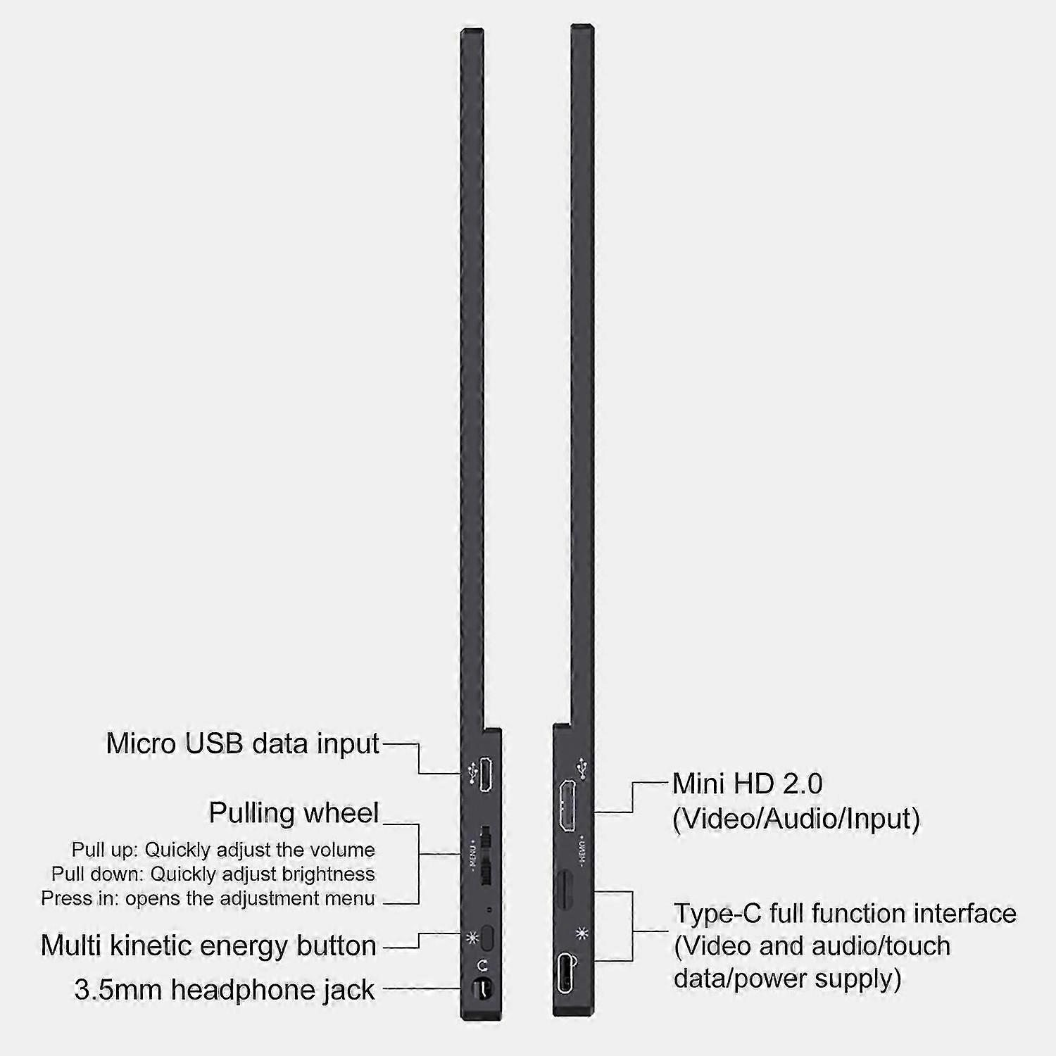 15.6-Inch Portable Monitor 1080P IPS Screen External Display Ultra-thin Extended Monitor Compatible with Switch/PS4/XBOX Refresh Rate 60Hz 63% sRGB Du