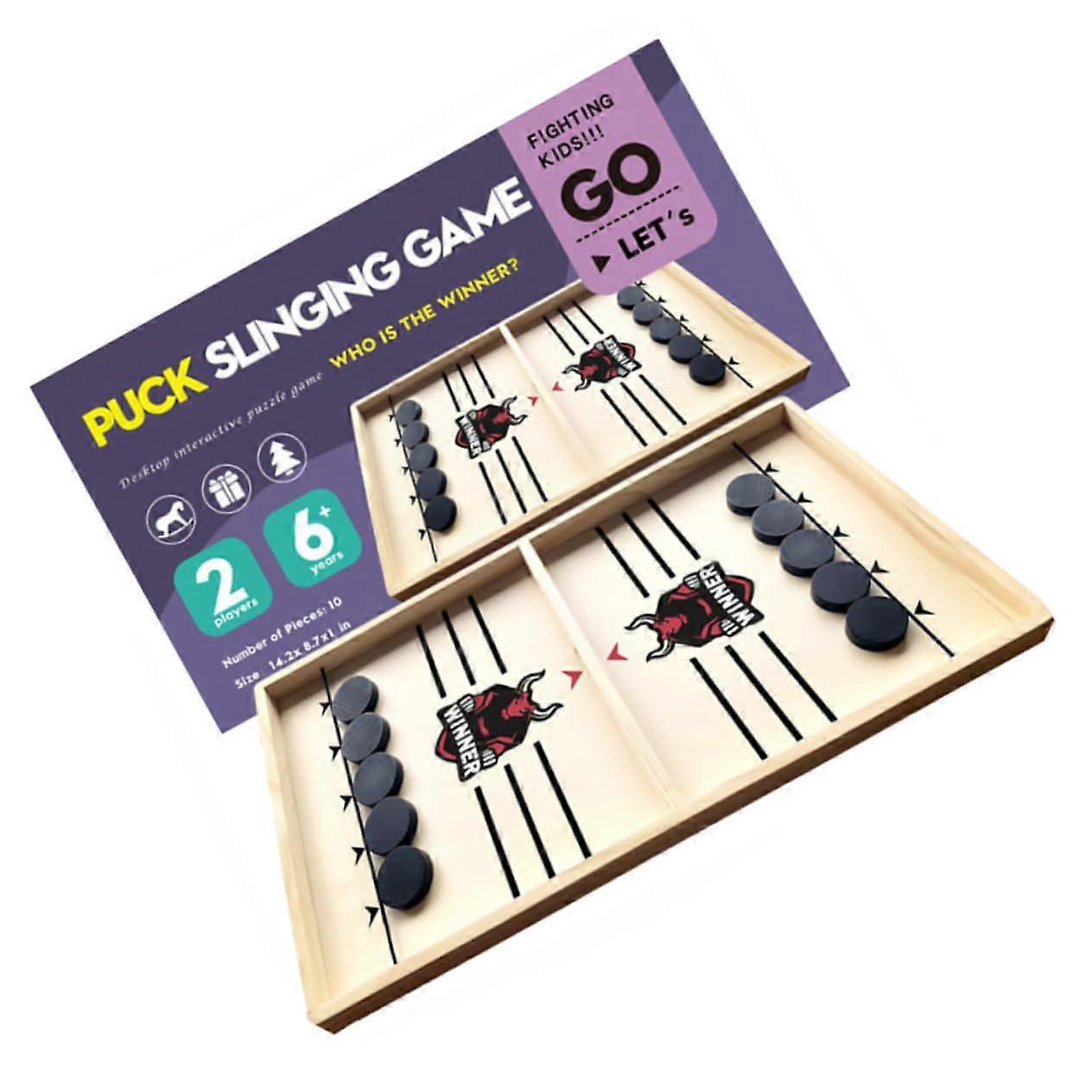 Practical Desktop Hockey Game Sling Puck Wooden Toy Fun Interactive Skill Game for Family Evenings, as Gifts or Party Favors'