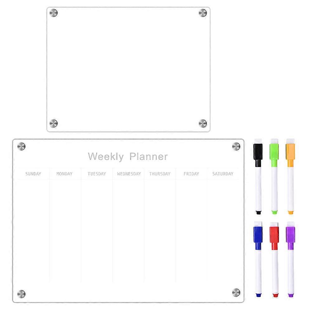Magnetic Weekly Planner Fridge Schedule Reminder Rectangular Acrylic 1Set
