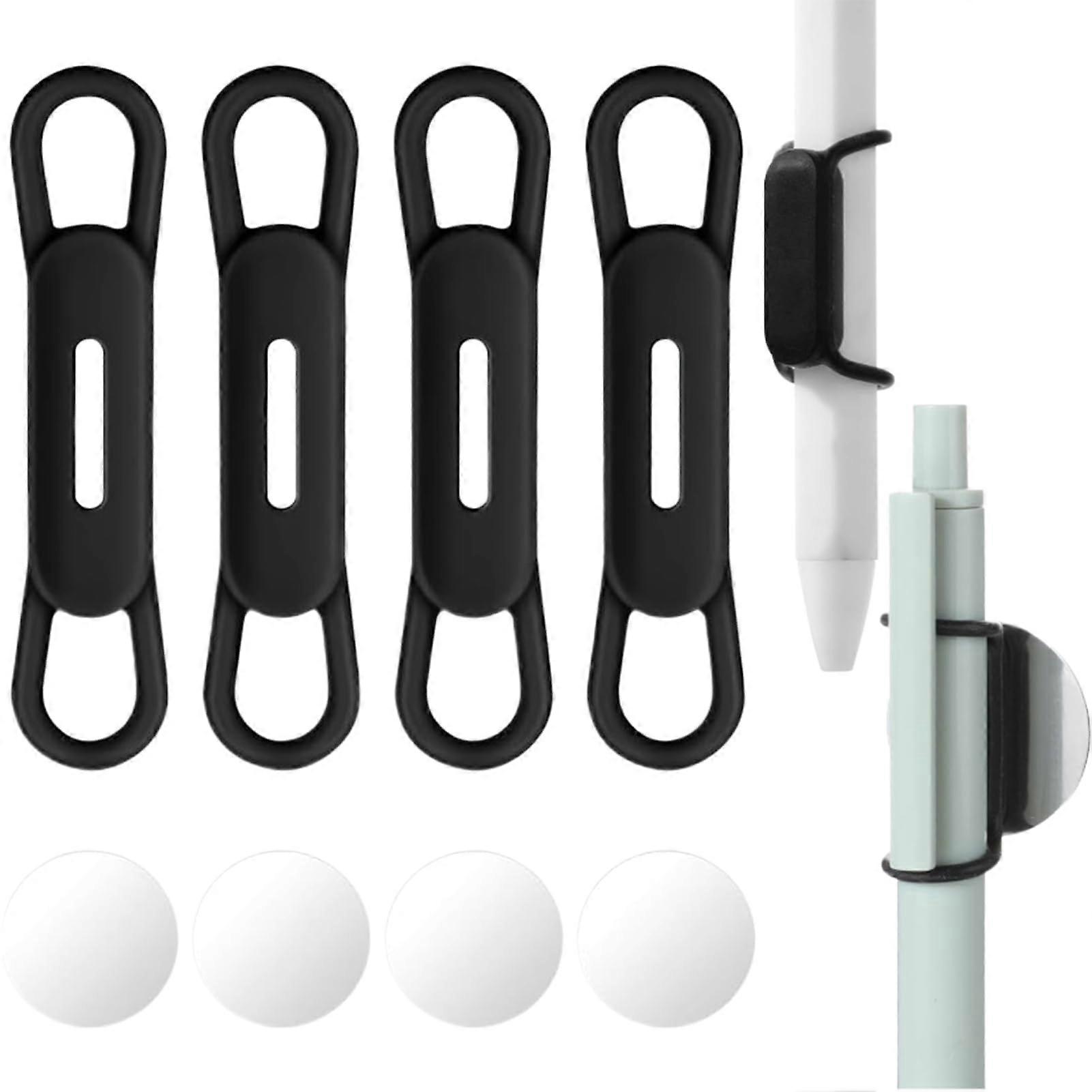 Magnetic Pen Holders Pack of 4, Self-Adhesive Pen Loops for Office Desk and Whiteboards, Durable and Versatile, White Color
