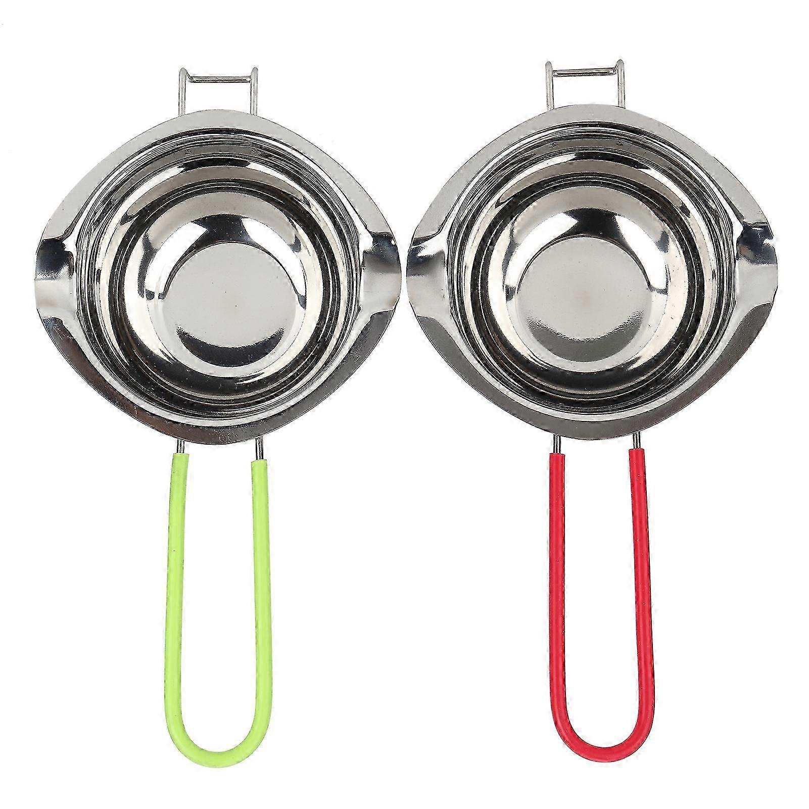 2PCS 400ml Stainless Steel Melting Pots for Butter, Chocolate & Cheese - Kitchen Tool Set in Green & Red for Cooking & Baking