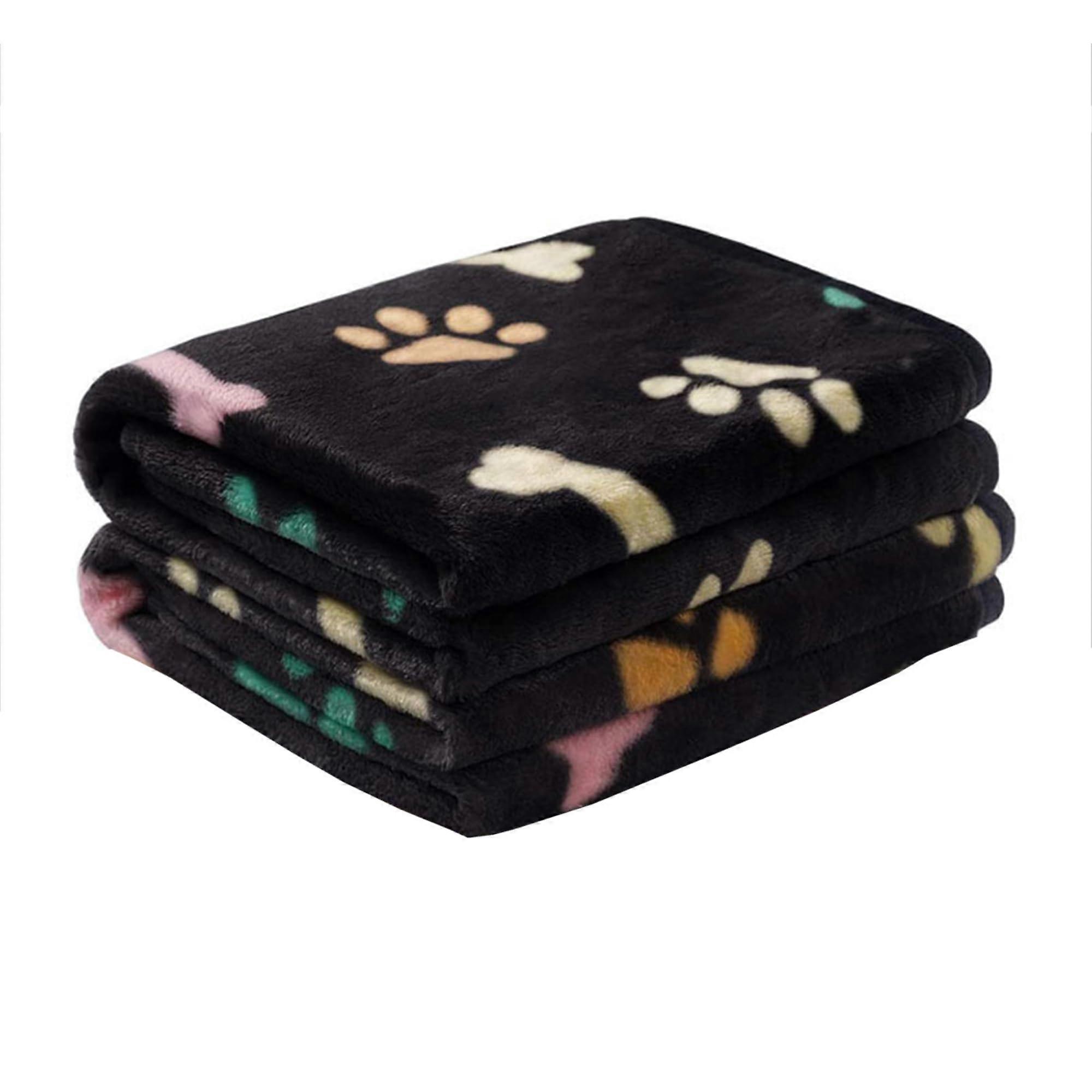 Washable dog blankets, pet blankets, cushions, calming pet bed covers, 104x76cm black, 2 pieces