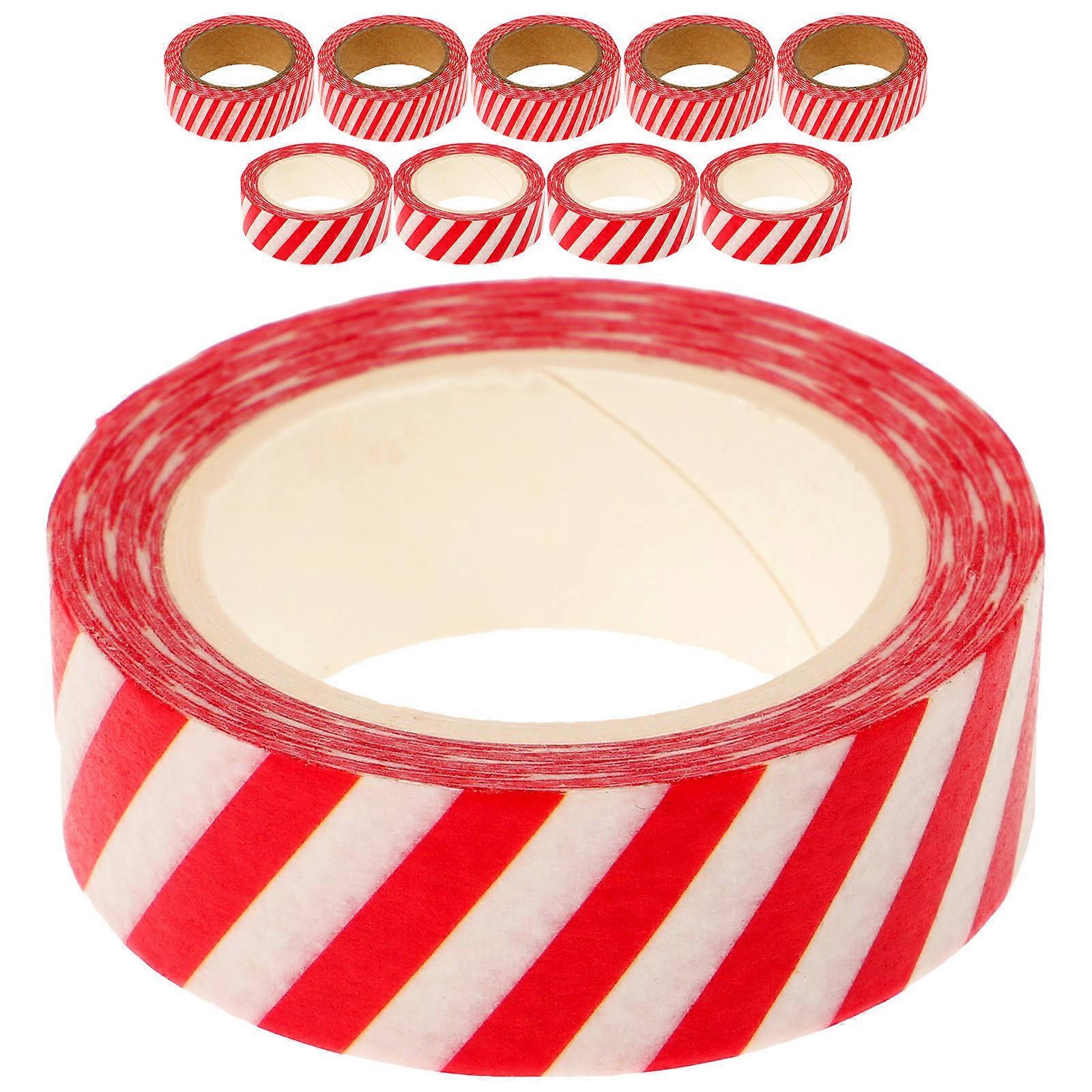 Christmas Themed Paper Tapes for Decor Red Color Hand Tearable 10 Rolls