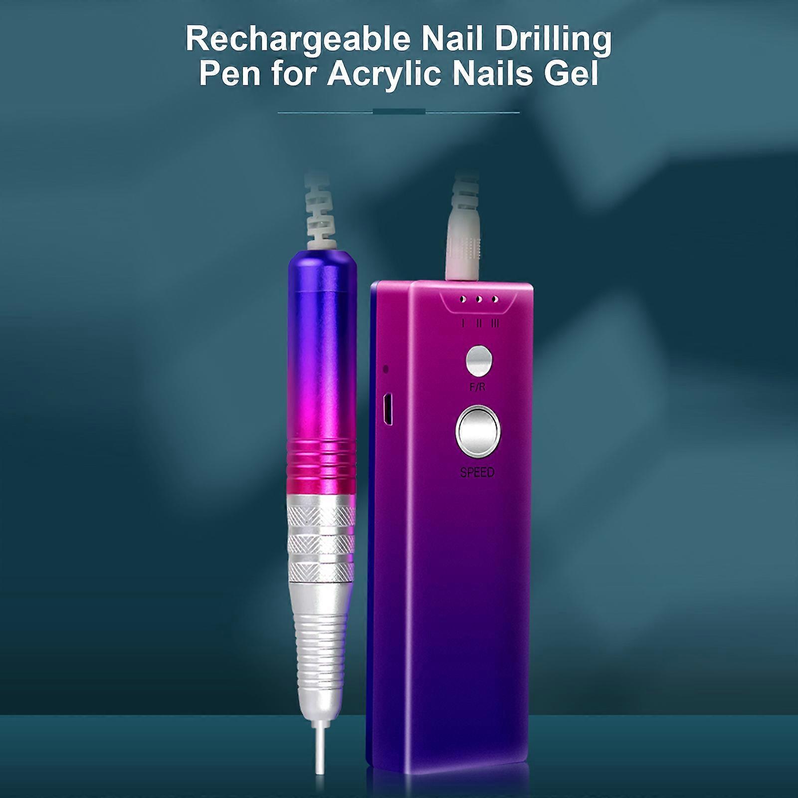 USB charging portable nail polisher 2500mAh built-in battery 25000RPM forward and reverse speed ceramic polishing head blue and purple gradient color