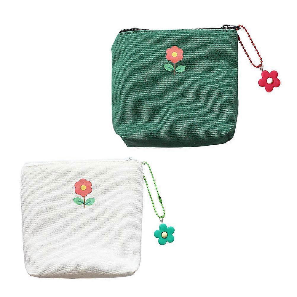 Portable Coin Bag Durable Storage Bag White Color Rectangular Shape Sanitary Pad Storage For Travel 2Pcs