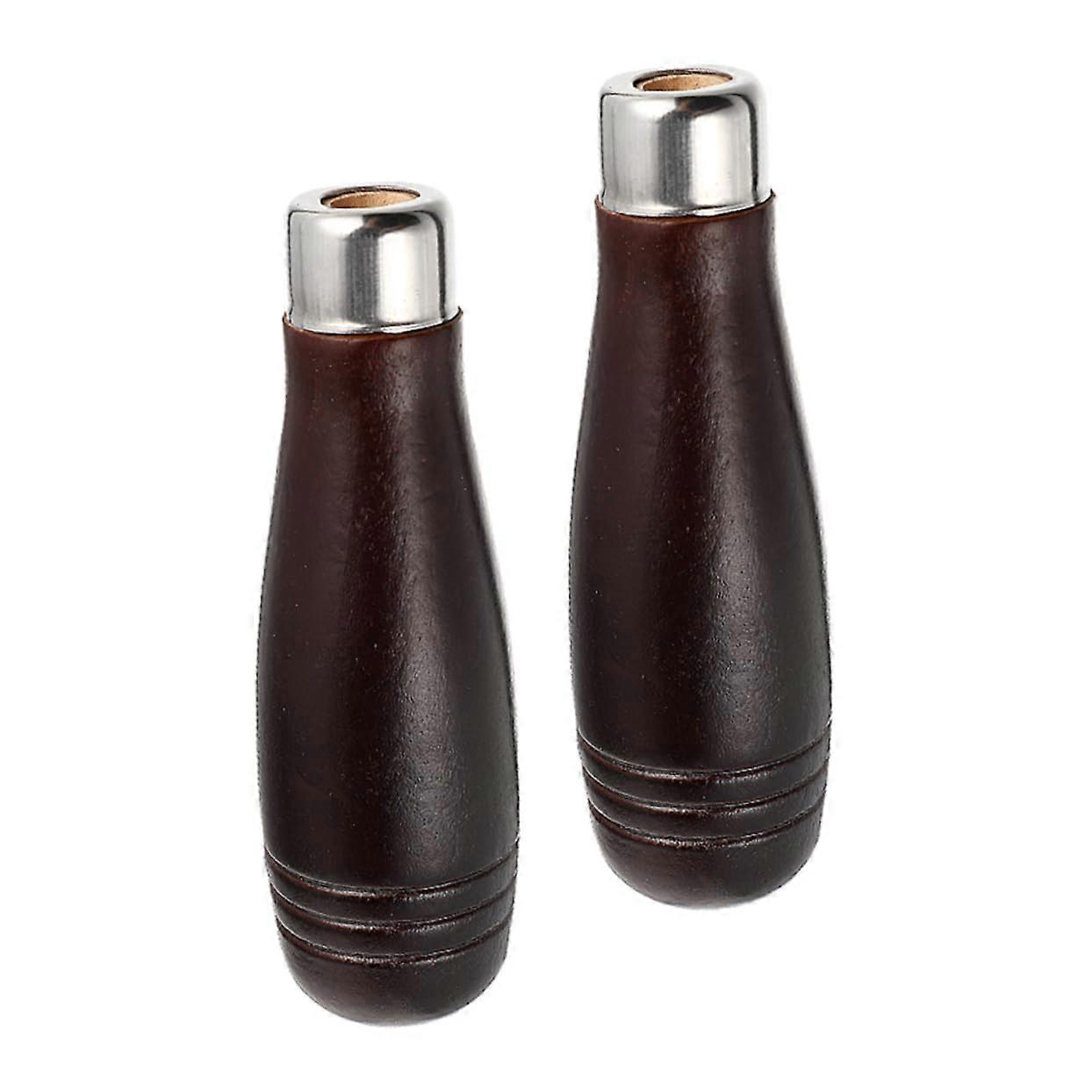 Wood File Handle Set of 2, Replacement Wooden Tool Grips, Ergonomic Brown File Handles for Metal and Wood Files