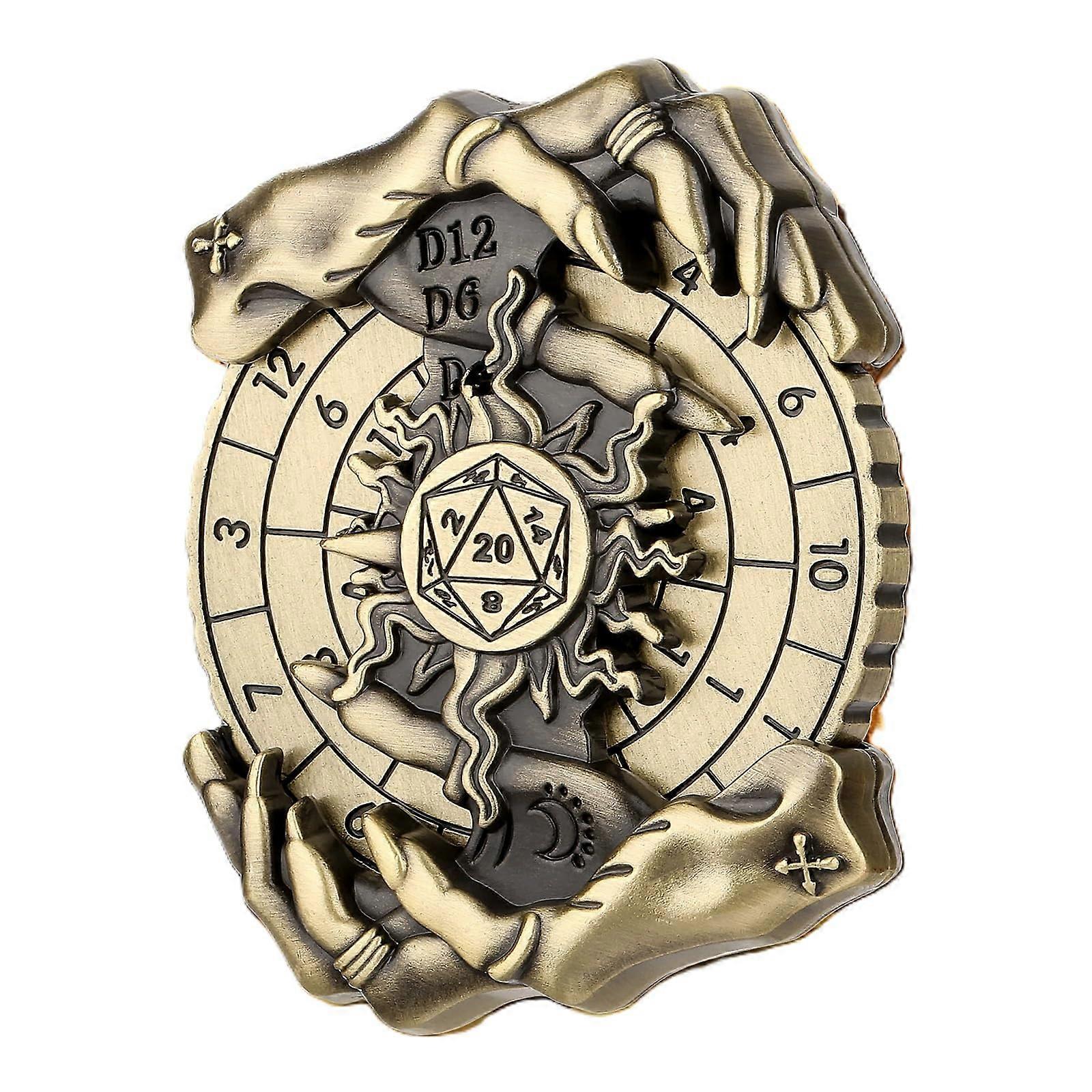 7 in 1 Fidget Spinner Dice Set for DND, Metal Dice for DD RPG Vintage Bronze