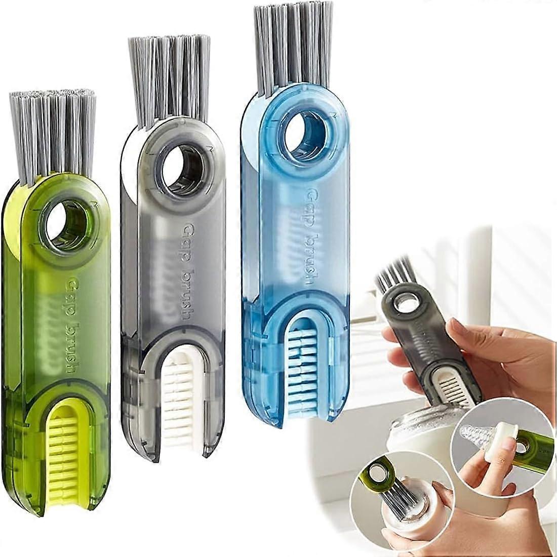 Multifunctional Cleaning Brush Set For Bottles And Gaps, 3 Pack, Nylon Bristles, Compact, Easy Reach