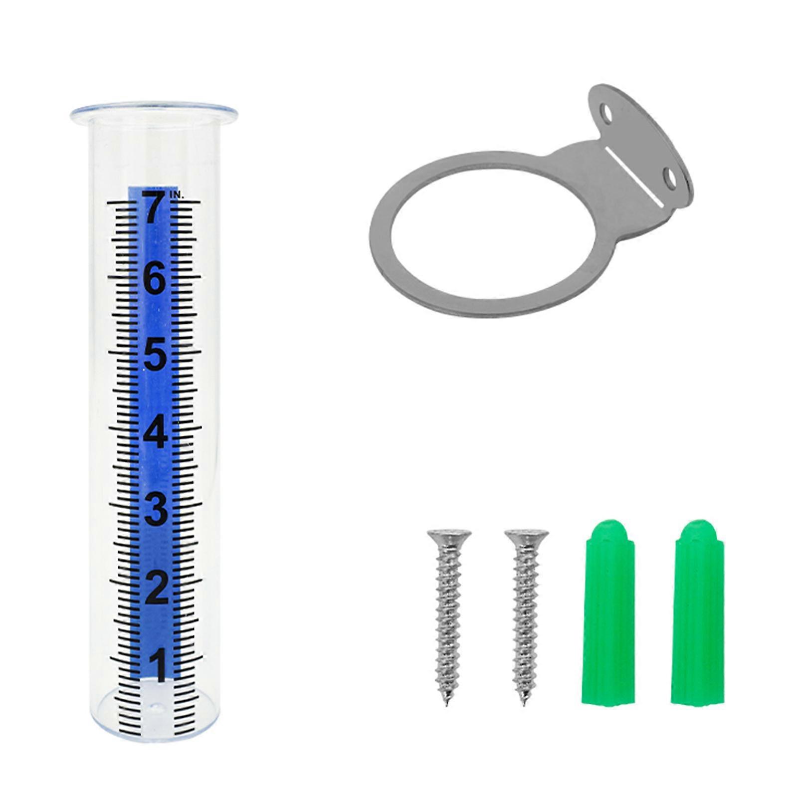 7inch Capacity Rain Gauge with Stainless Steel Rack Holder Decorative Rain Measure Gauge for Farm with Large Number Multicolor