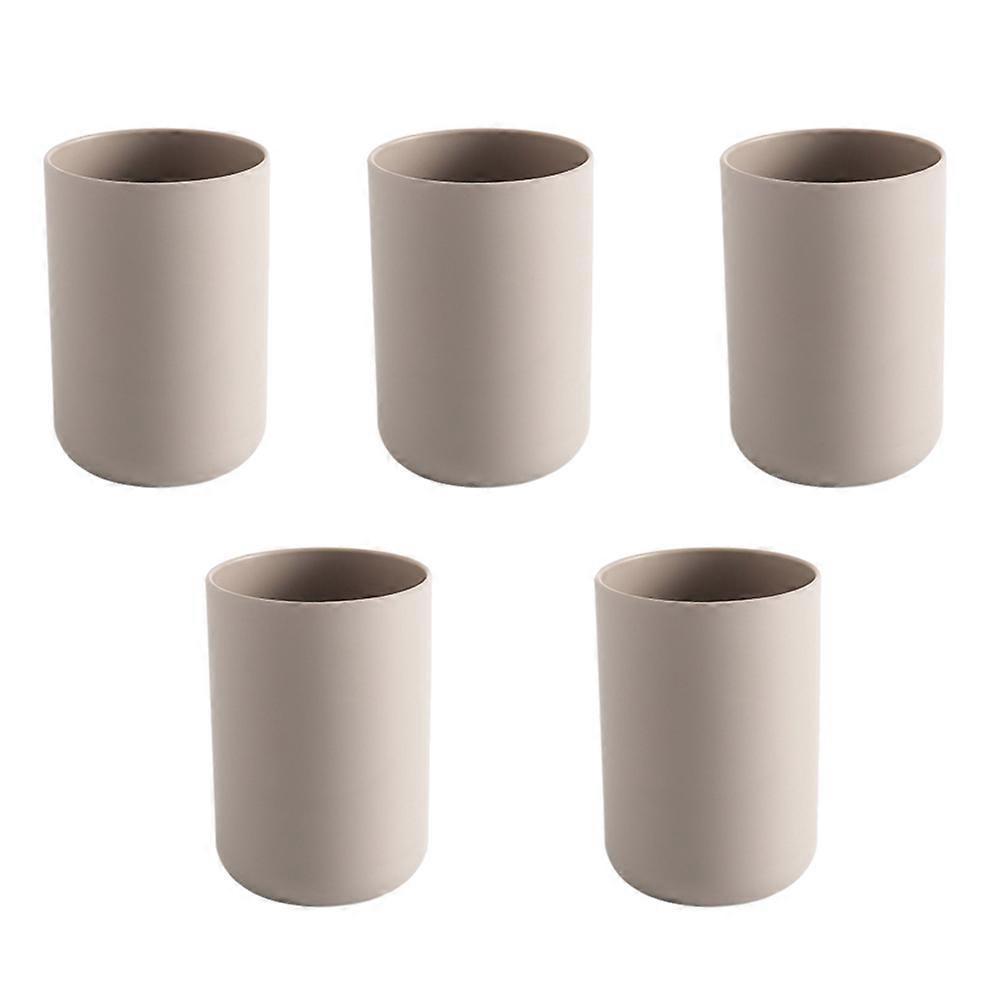 Toothbrush Cup for Bathroom Made of Plastic in Coffee Color Simple Design Perfect for Travel and Daily Use 5 Pieces