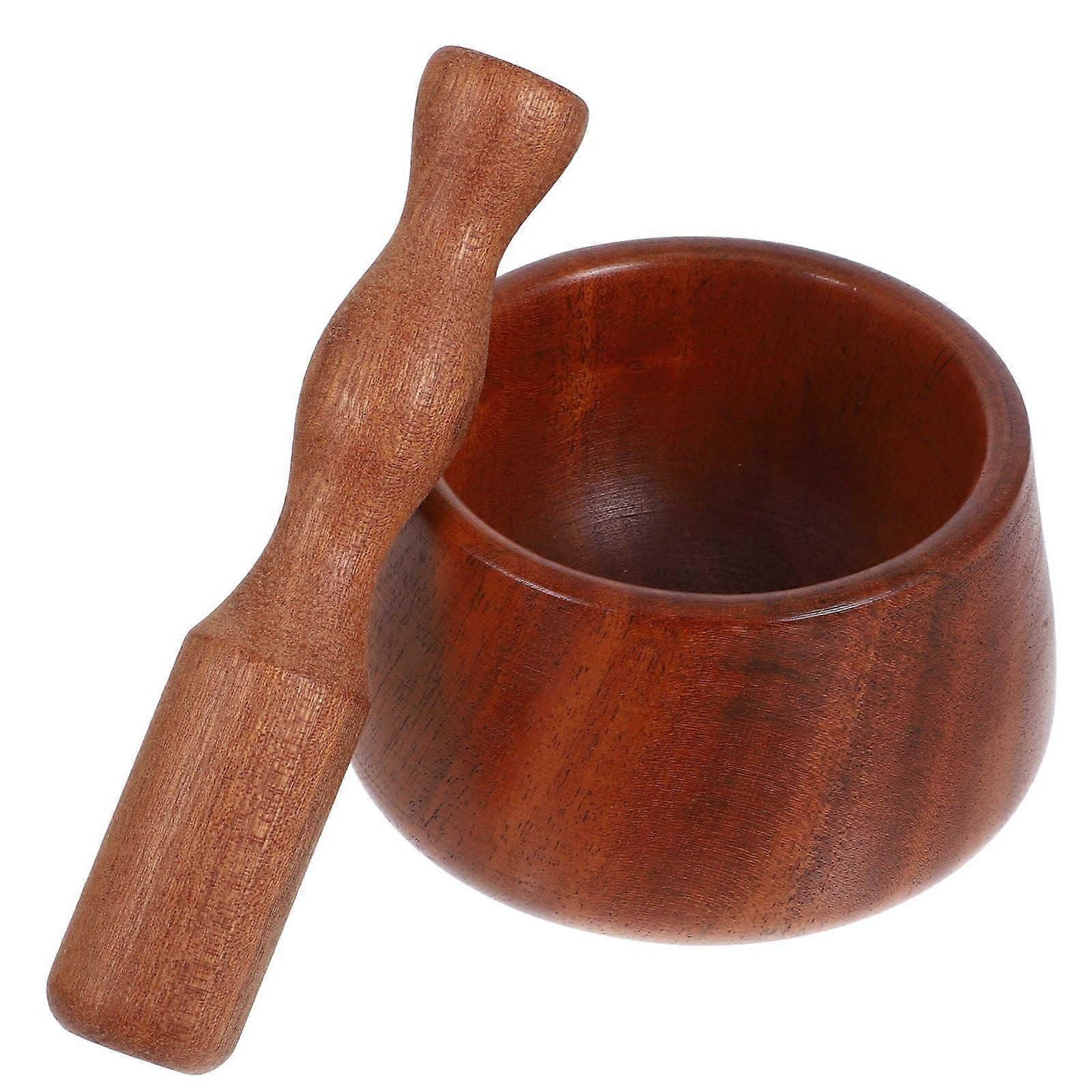 Wooden Mortar and Pestle Set for Kitchen Use Garlic Crusher with Stylish Rustic Design 1 Set