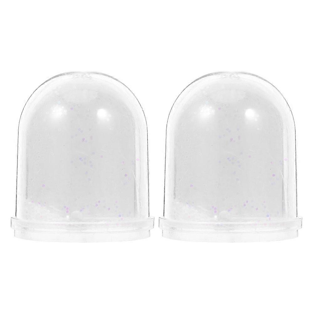 Water Frame Snow Globe Mantel Ornament Diy Floating Snow Globe Round Shape Plastic Material 2Pcs