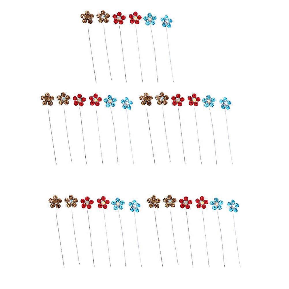 Rhinestone Brooch Pin No Snag Hijab Clip Alloy Material Assorted Color 5 x 0.9 x 0.9 cm Party Wedding Banquet 30Pcs