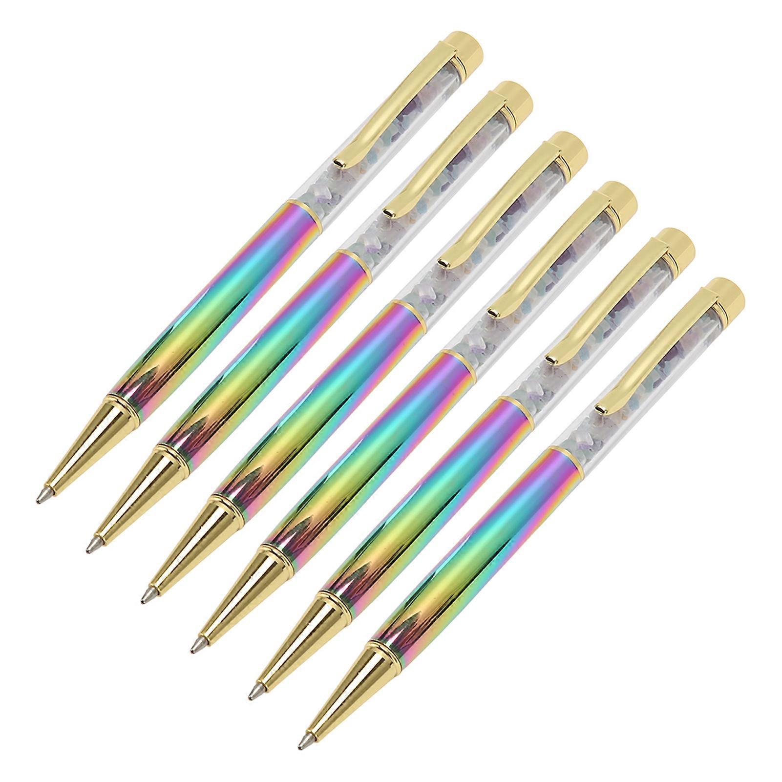 6Pcs Ball Point Pen Crystal Stone Replaceable Refill Elegant Multi Purpose Ink Pens for Study Office Business Type 3 