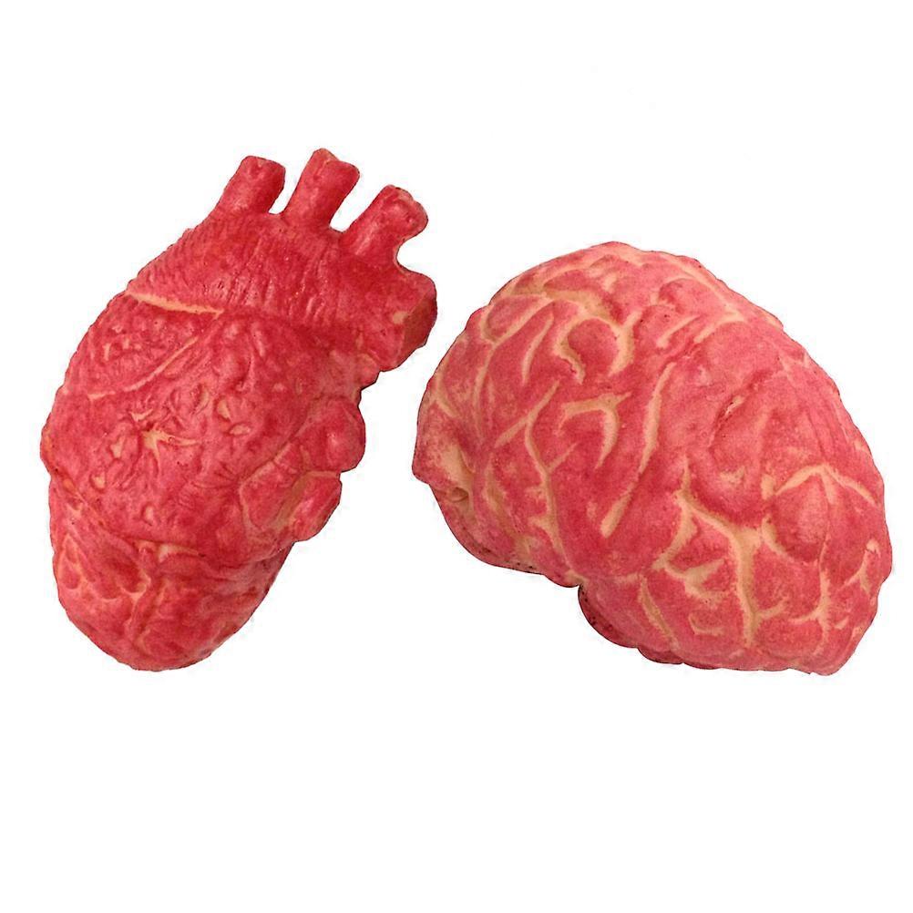 Scary Bloody Simulation Heart Brain Watermelon Red Latex Decoration Haunted House 2Pcs