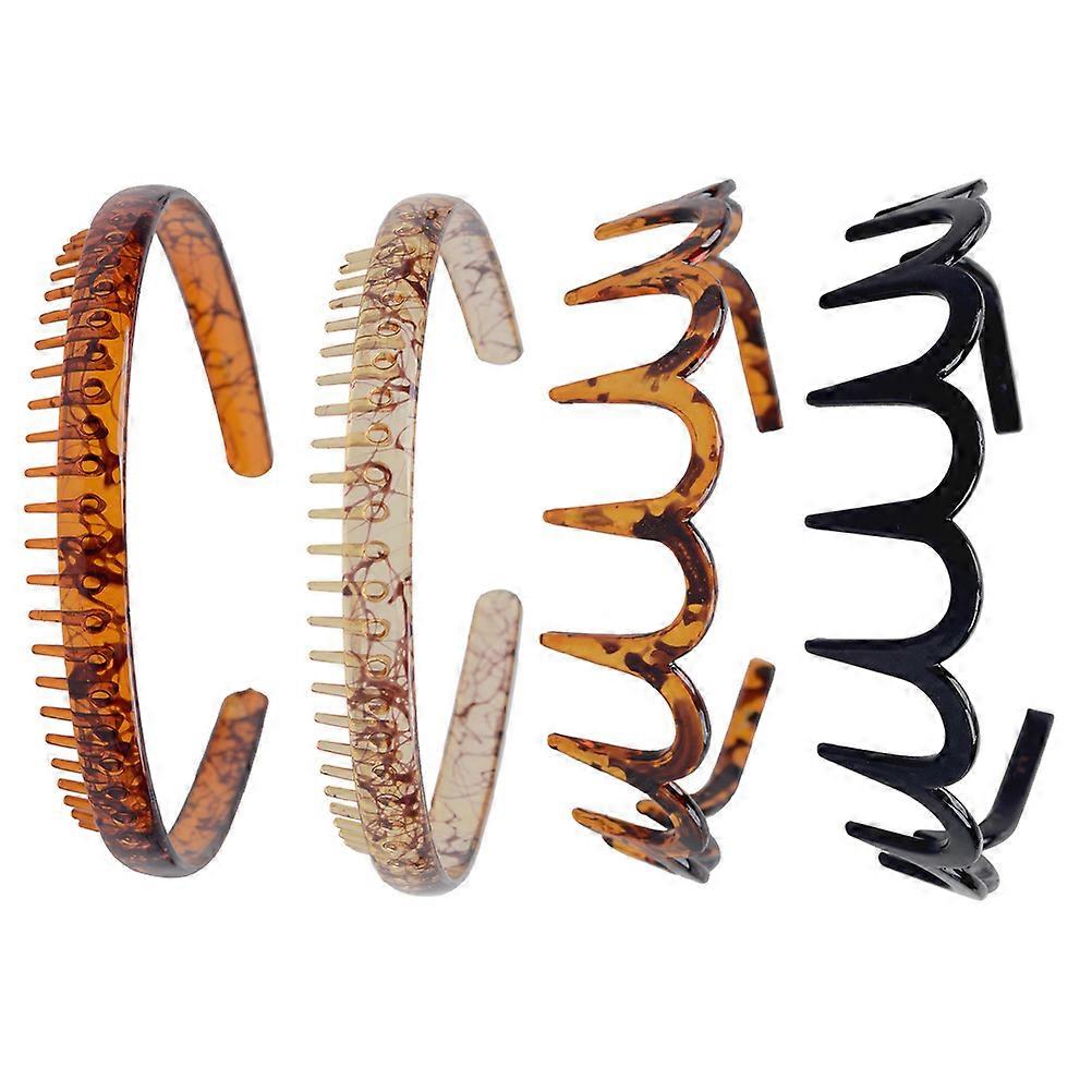 ユニセックス用滑り止め硬質プラスチックヘッドバンド 4 個 – ロングヘアやスポーツ用の耐久性のある形状のデザイン