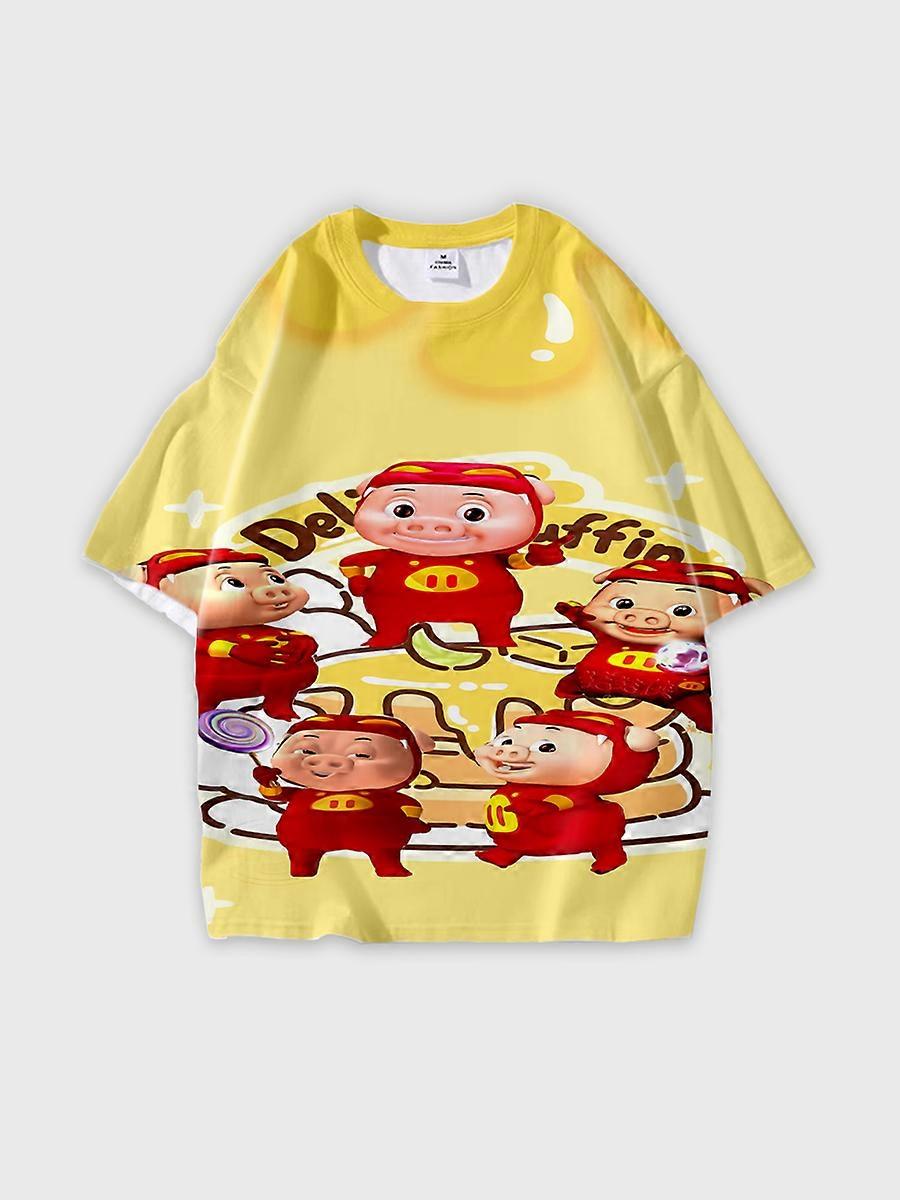 T-shirt round neck Animation Role Pattern loose short sleeve D13