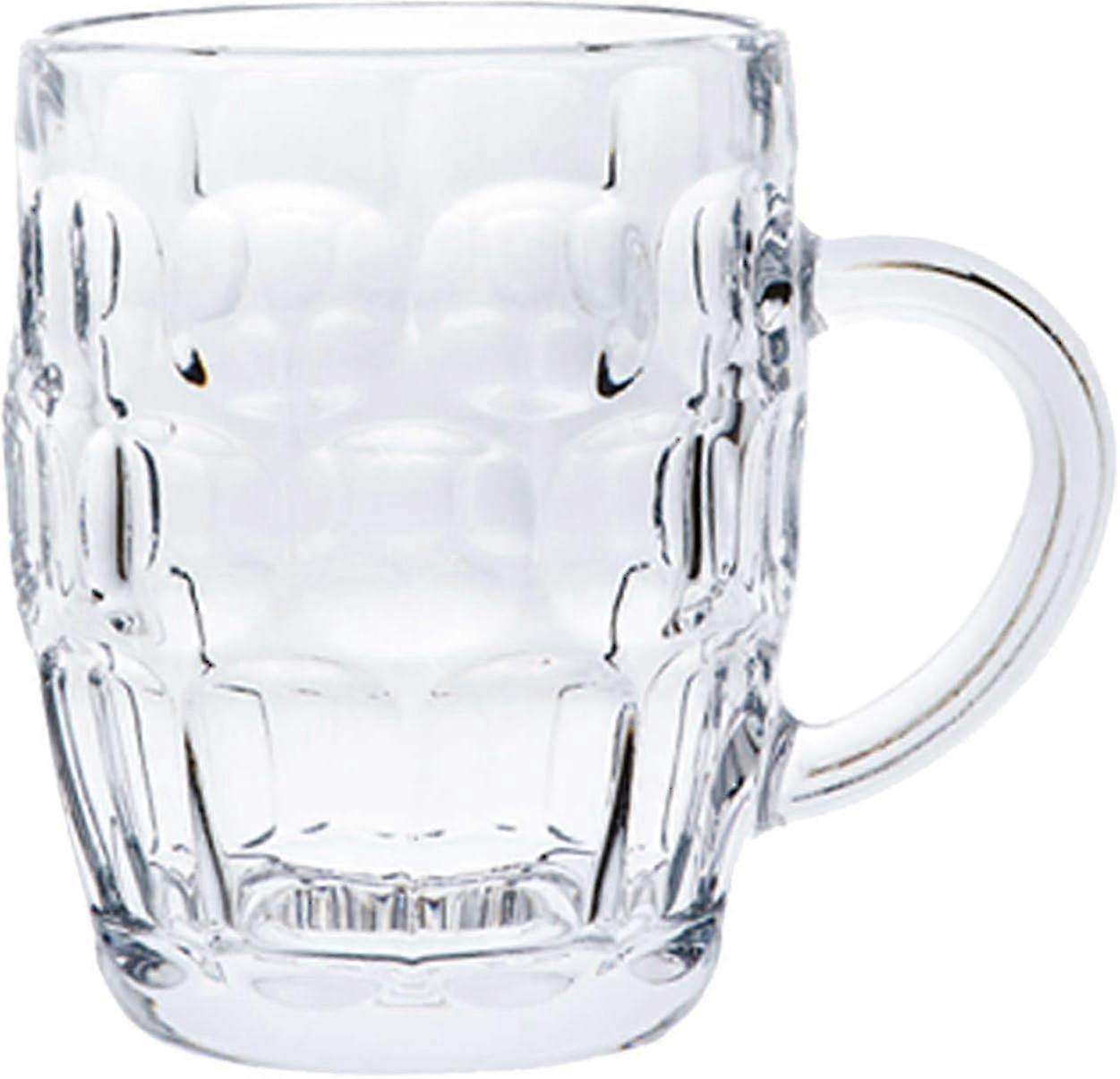 Classic Beer Pint Style Mugs Glass Pot Old Pub Bar Style Tankard Handle Stein Dimple