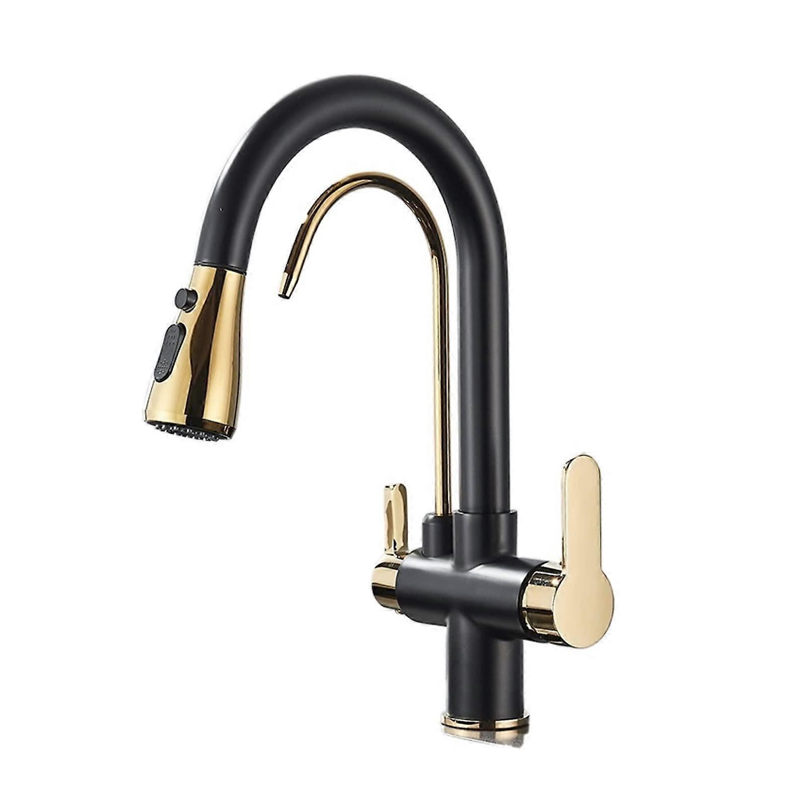 Matte Black Kitchen Tap with 360° Extendable Spray Head, 3Function Water Filter Tap