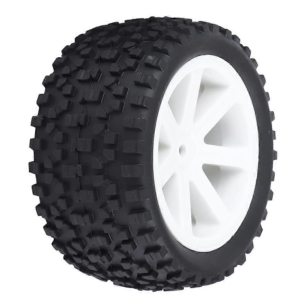 Set of 4 1/10 RC Truck Rubber Tyres RC Truck Front and Rear Wheel Set for Various Types of RC Cars (White)