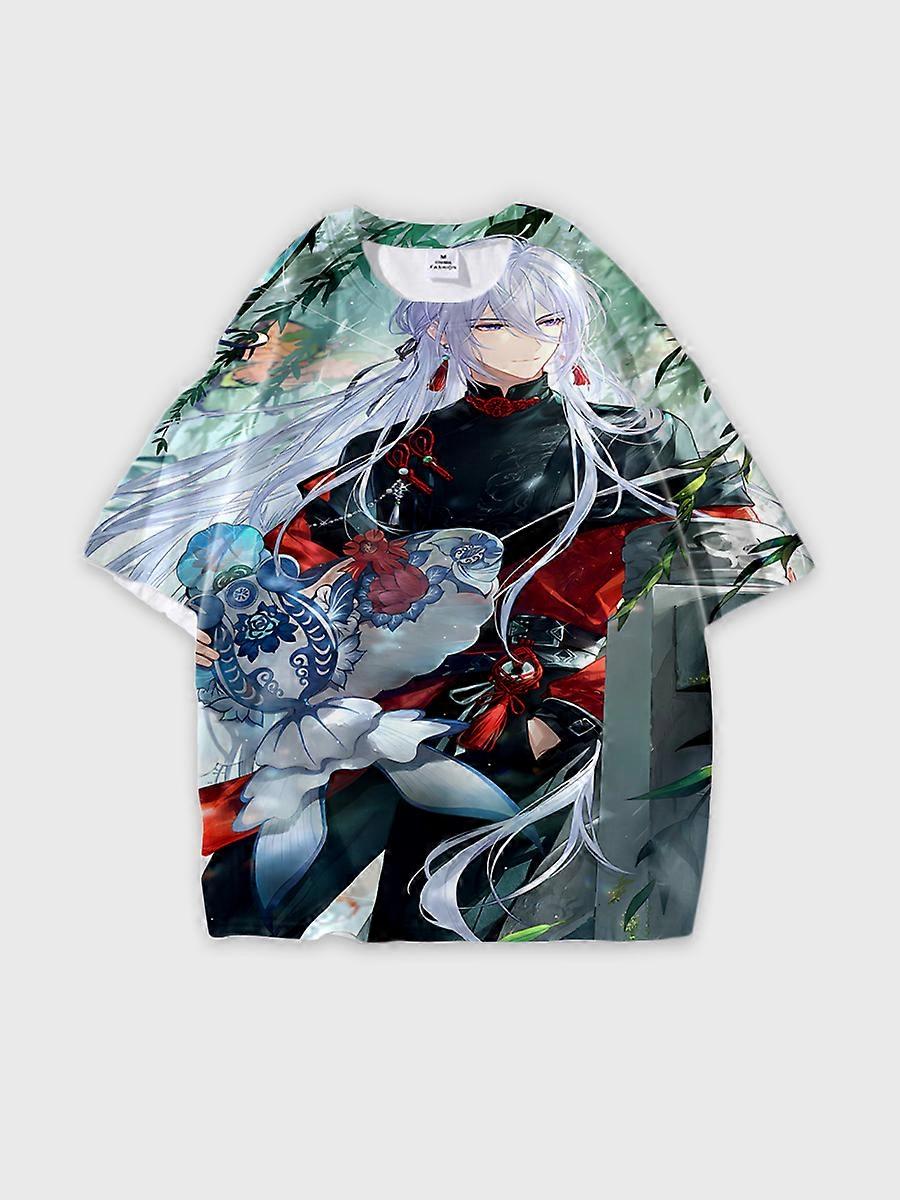 T-shirt round neck Animation Character Pattern loose short sleeve E956