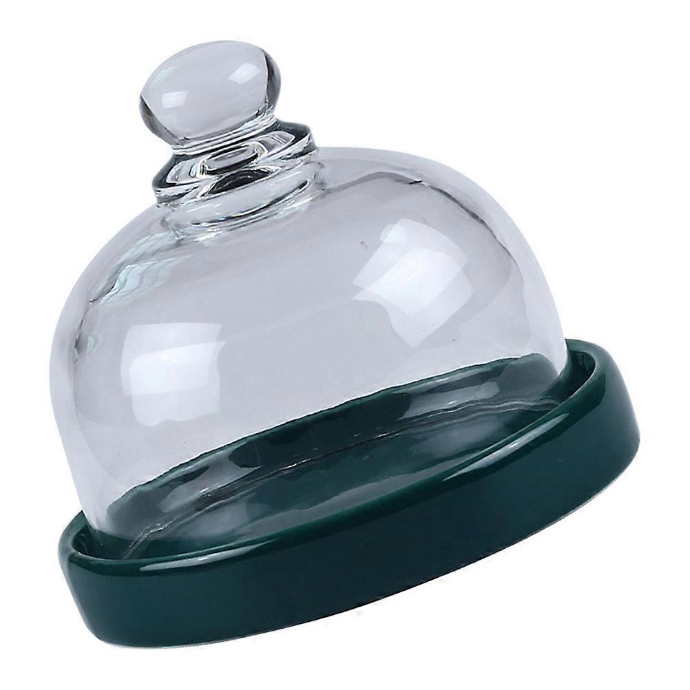 1Set Dessert Storage Container Square Cake Stand With Dome Lid Ideal For Wine Party Food Protection Green Color