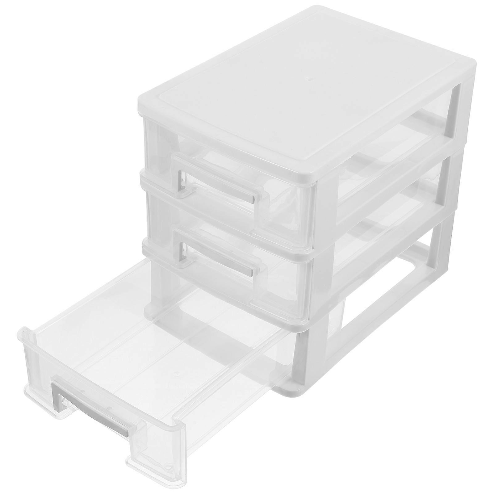 White PP Plastic Drawer Organizer for Kitchen Use MultiLayer Desktop Storage Box 7.87"x4.72"x5.12"
