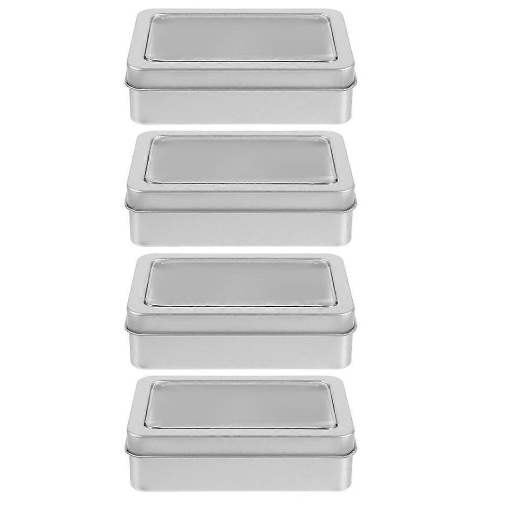 Worgeous 4Pcs Metal Case with Opening Window Organizer Box
