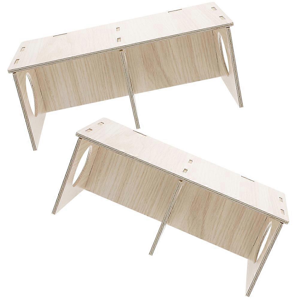 Wooden Hamster House for Cage with Natural Khaki Color and Durable Design 2pcs