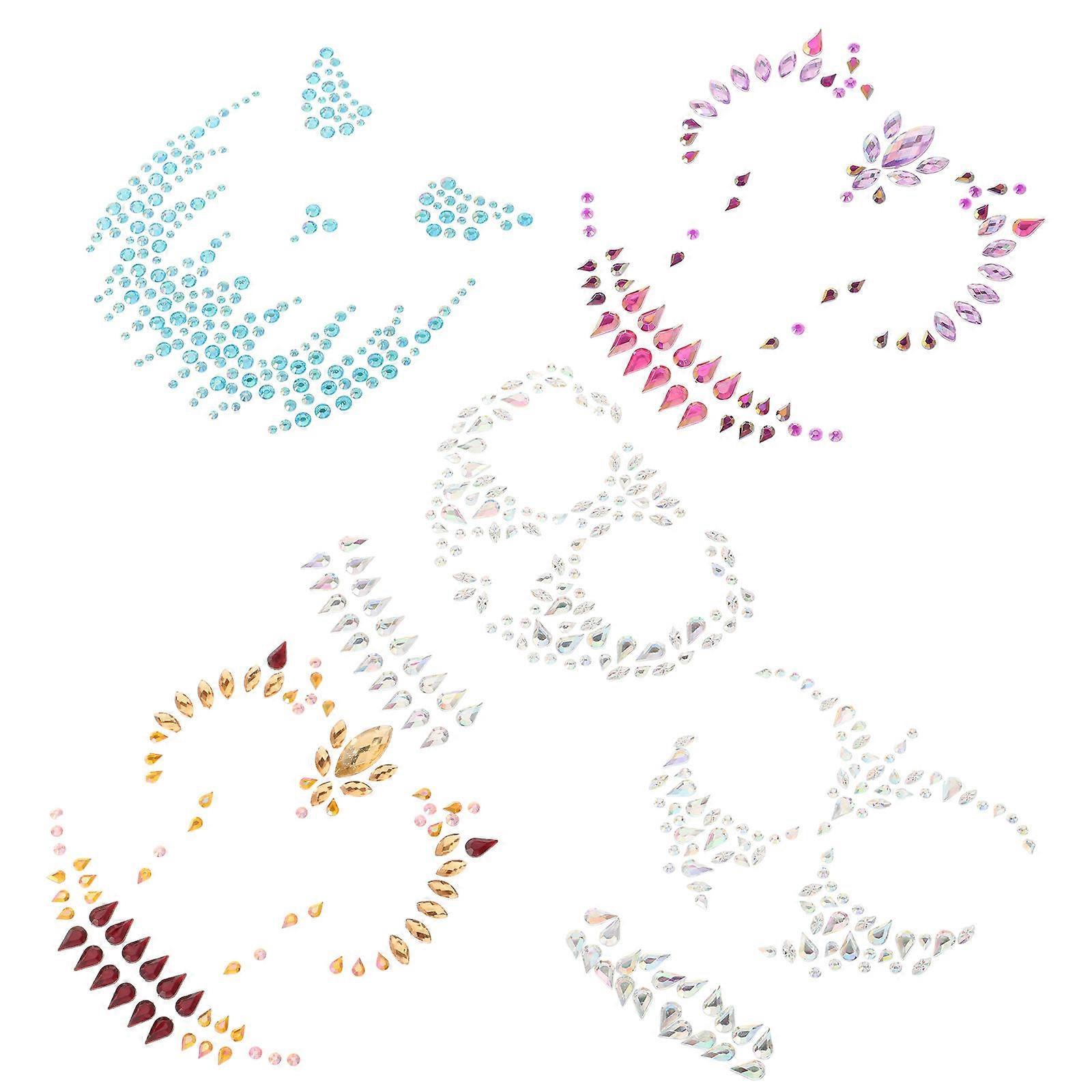 Face Jewels Stick On Accessories For Crazy Night 5 Sets Facial Decoration Makeup Enhancement