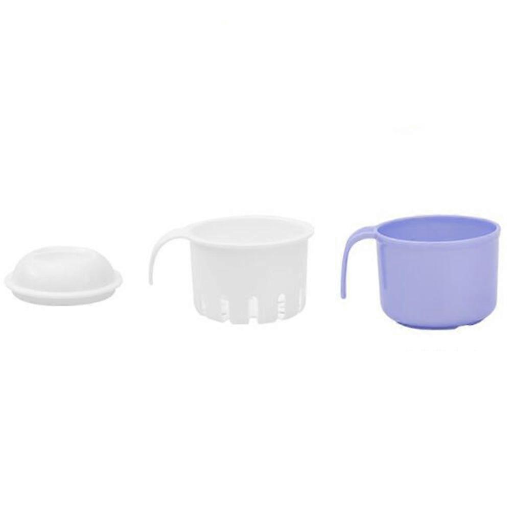 Denture Bath Box with Hanging Net Container for Effective Cleaning and Storage, Durable PP Material, Blue, Compact Size