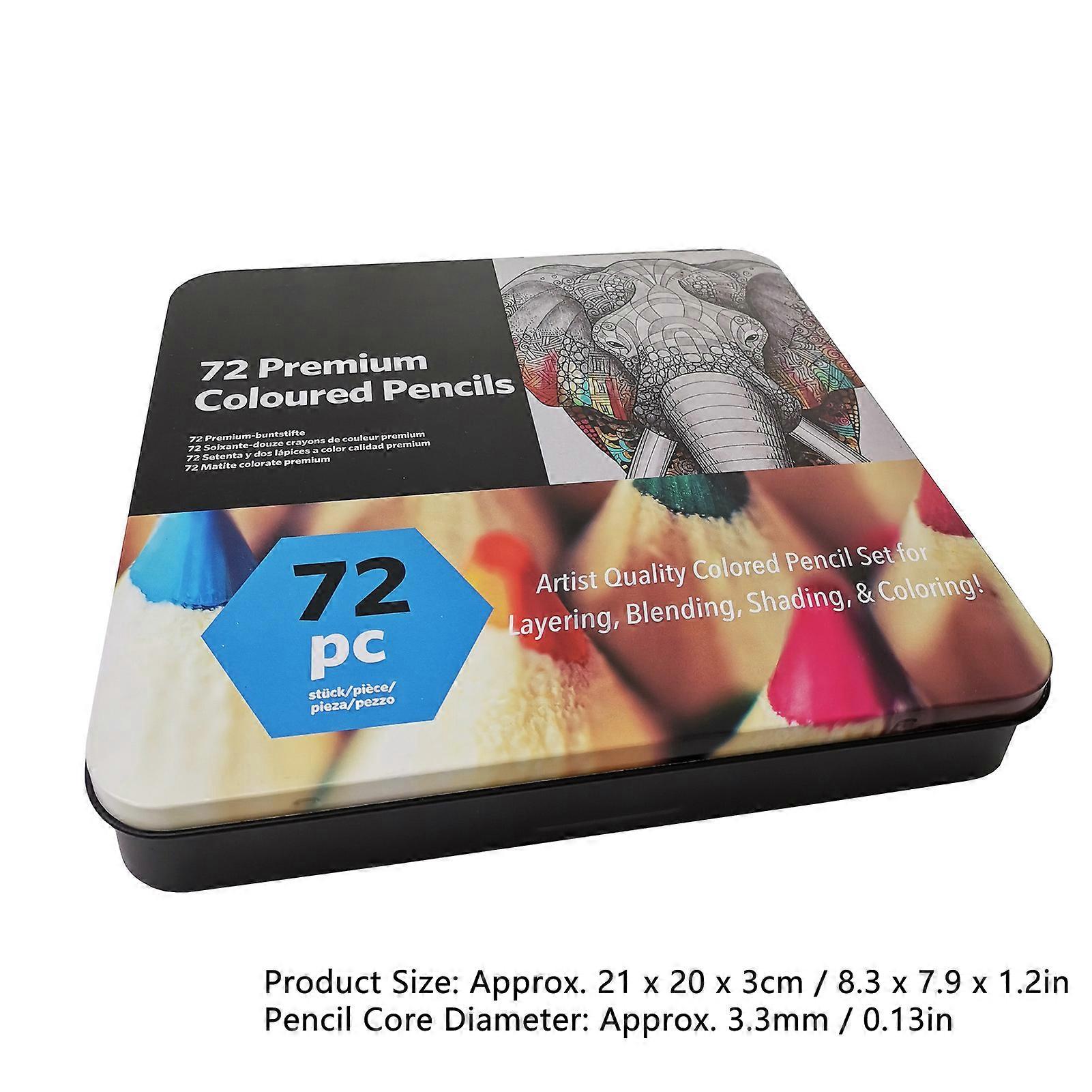 72 Colored Pencils Sets for Adults 2B Hardness Easy Coloring High Color Solidity Oily Color Pencil with Iron Box