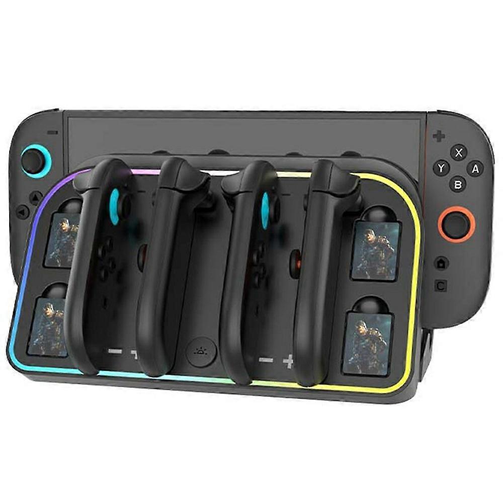 Compatible For Nintendo Switch 2 Wall Mounted Bracket Joycon Charging Dock with RGB Light Game Card Storage Stand