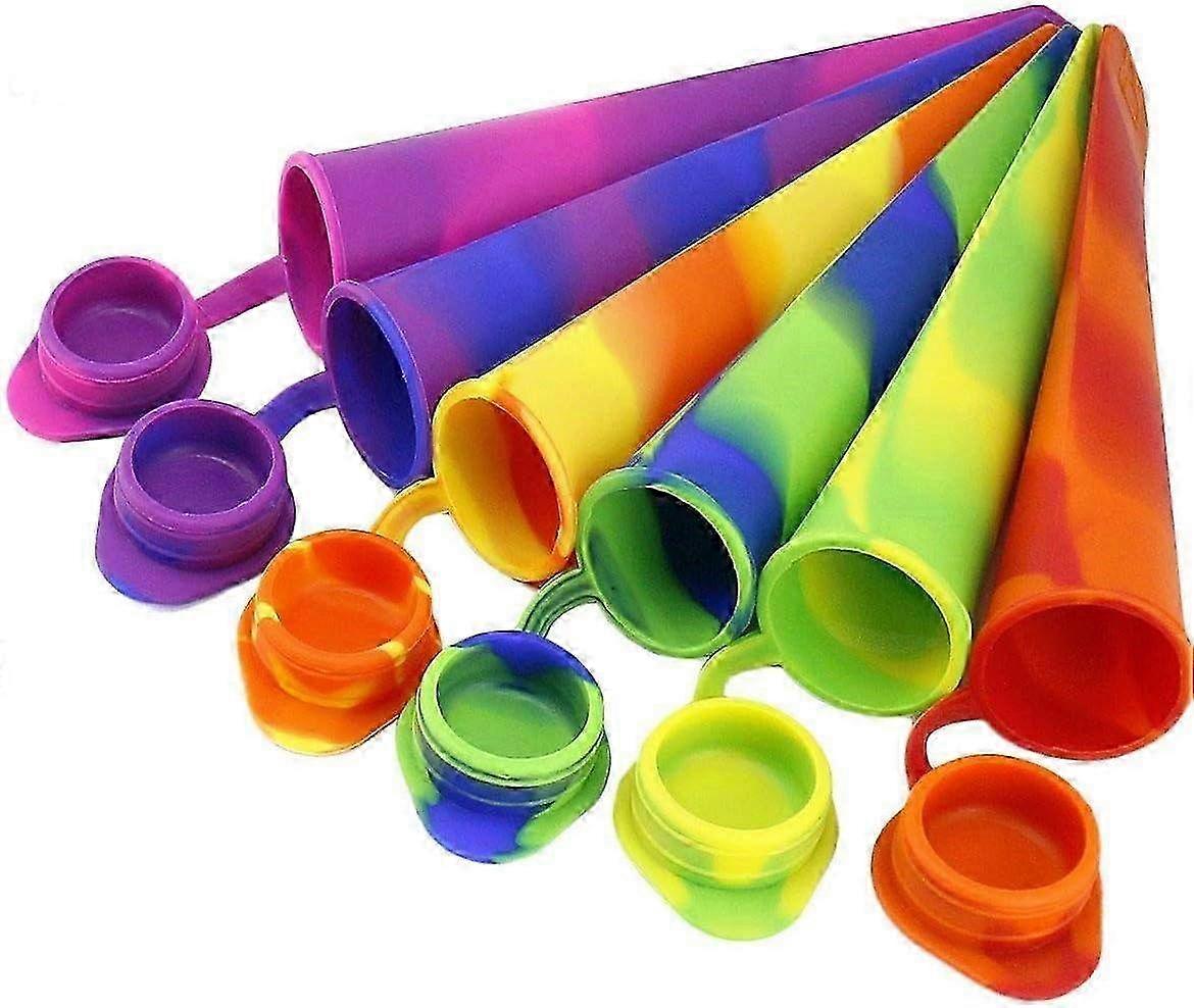 Reusable Silicone Ice Cream Molds - 6 Pieces Popsicle Molds with Lids for Homemade Frozen Treats