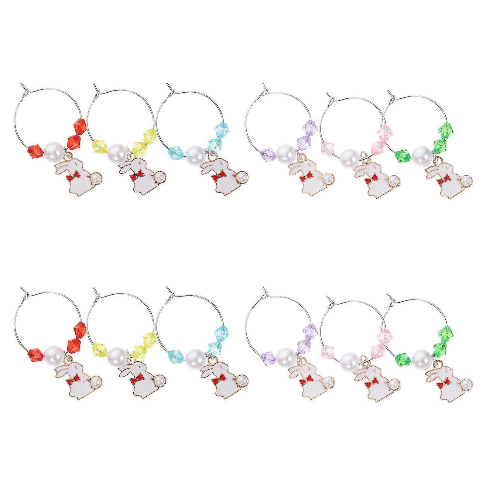 12pcs Rabbit Alloy Wine Markers, Adorable Drink Identifiers Cup Charms for Parties, Creative Design for Family & Friends Gatherings