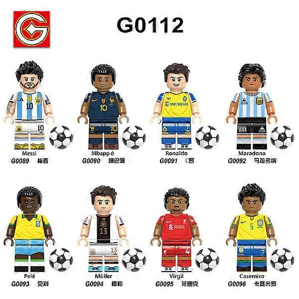 8-pack Football Team Messi Neymar Assembly Building Block Figure