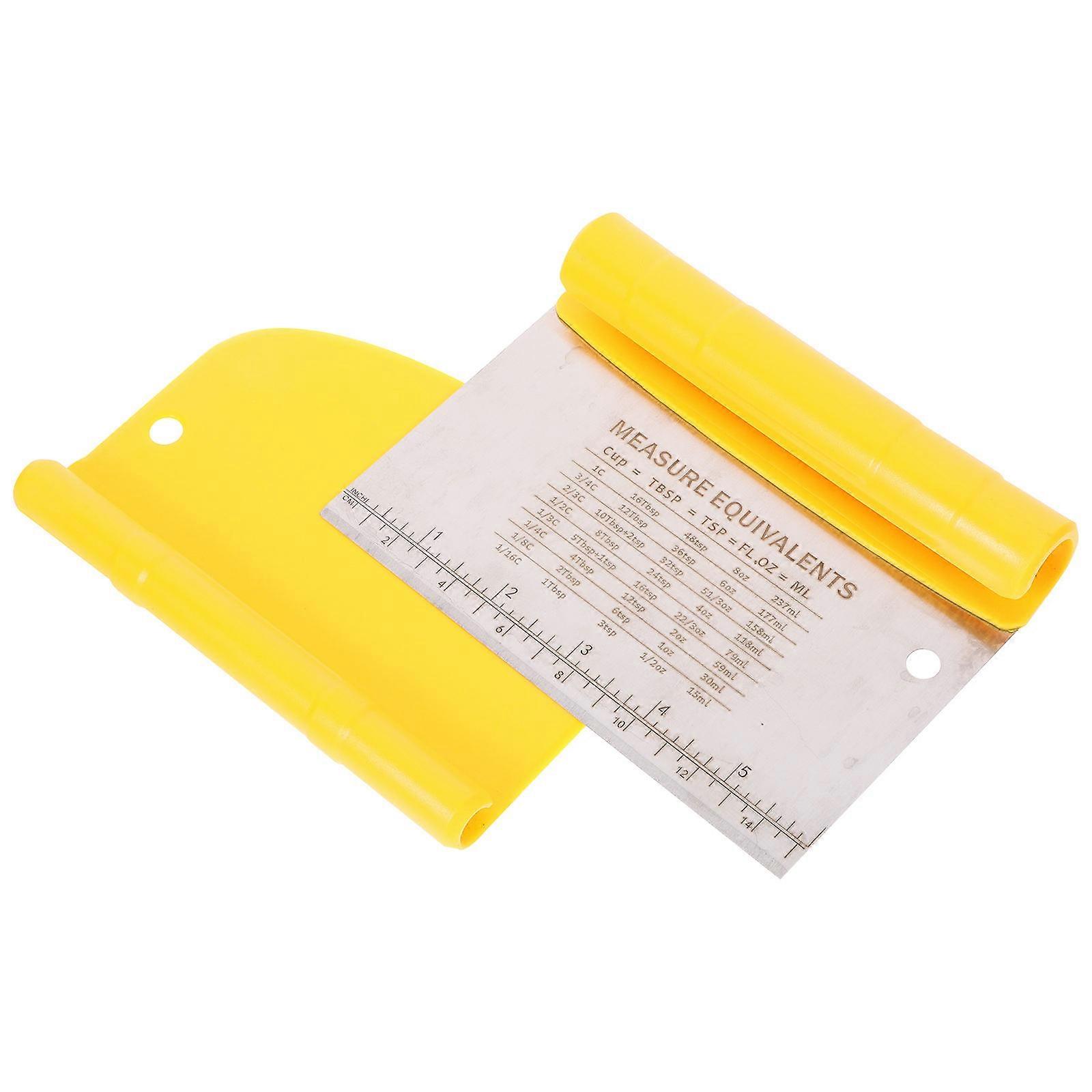 Stainless Steel Kitchen Tool for Home Use with Scale Design and Ergonomic Yellow Handle 7.5 inches