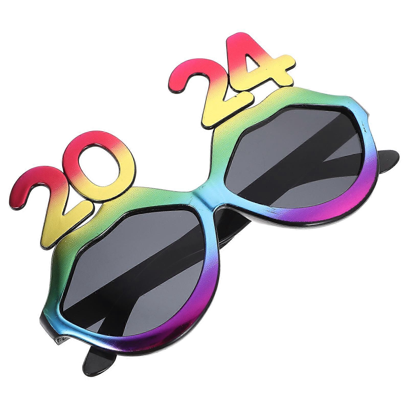 New Year Party Glasses 2024 Decorative Eyeglasses Props for Photo Fun Multi Color PC Material