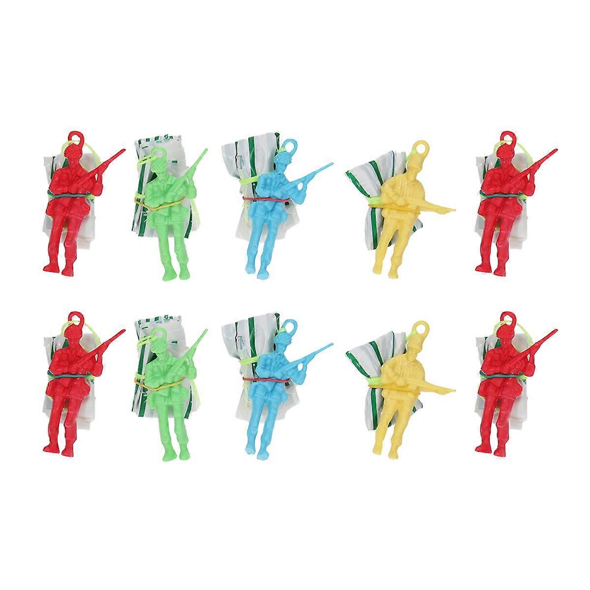 Durable Plastic Parachute Toy Soldiers for Kids Playing Assorted Color 10pcs