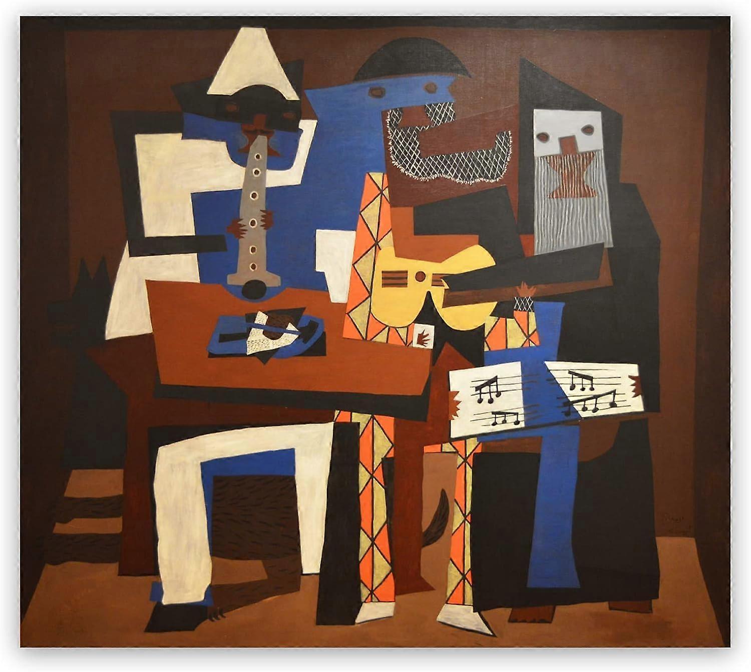 Pablo Picasso Poster THREE MUSICIANS Canvas Painting Modern Wall Art Pablo Picasso Prints for Living Room Abstract Decor Picture 50x50cm No Frame