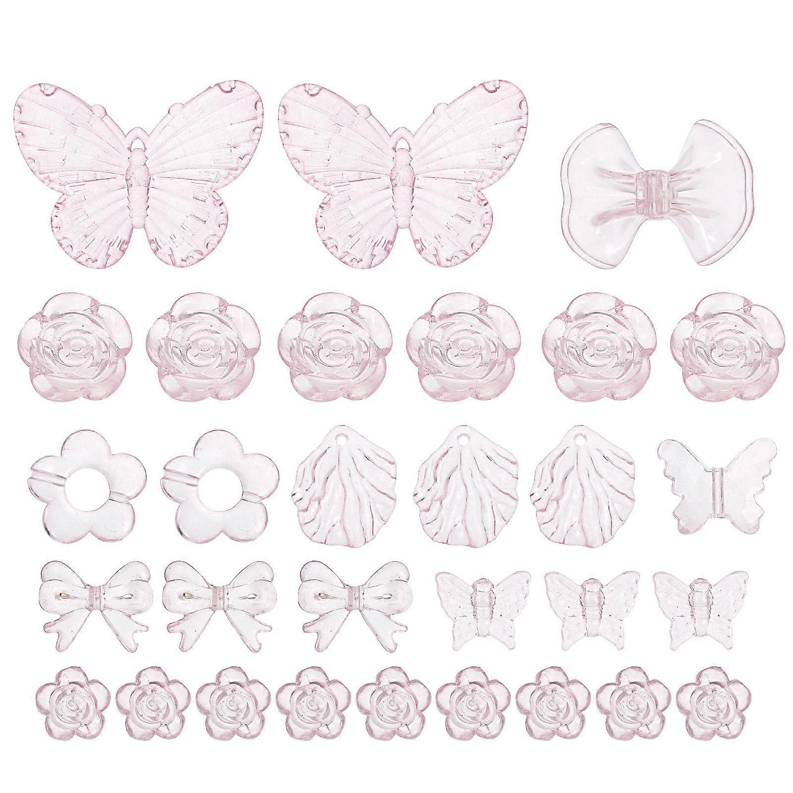 Acrylic Charms Mini Beads For Pendant Making 0.3X3X4CM Pink 90g