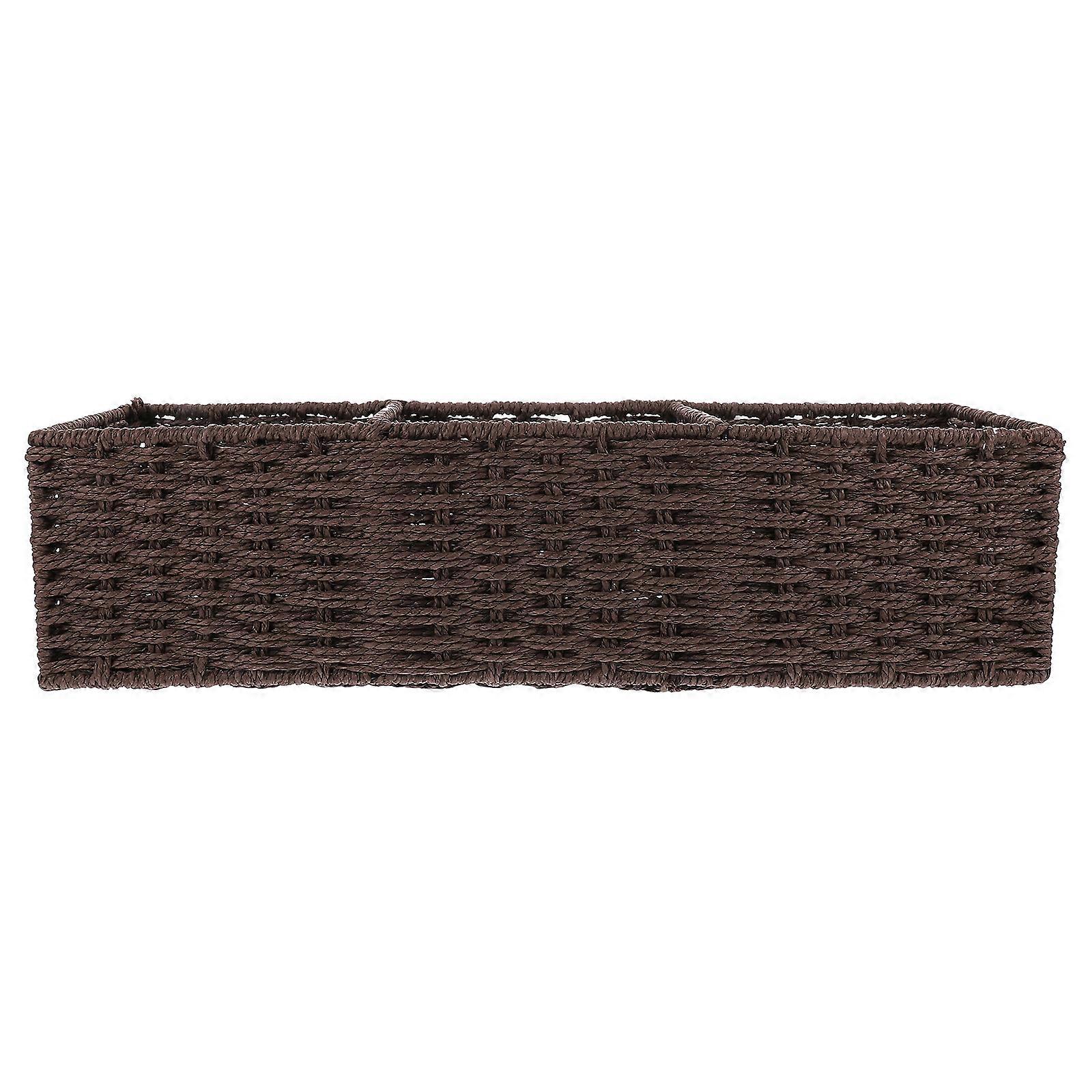 Desktop Weaving Basket Pastoral Style Storage Basket Multi grids Woven Basket Tabletop Organizer