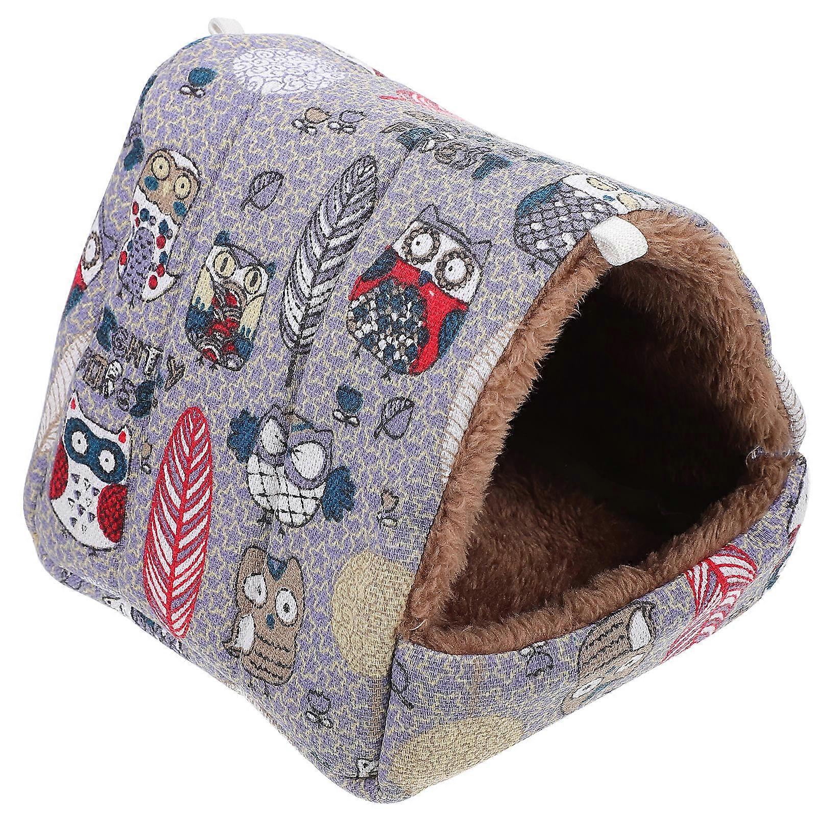 Small Pets Nest For Hamster Rabbit Indoor Use 15X15X14CM Owl Shape Comfortable Snooze 1Set