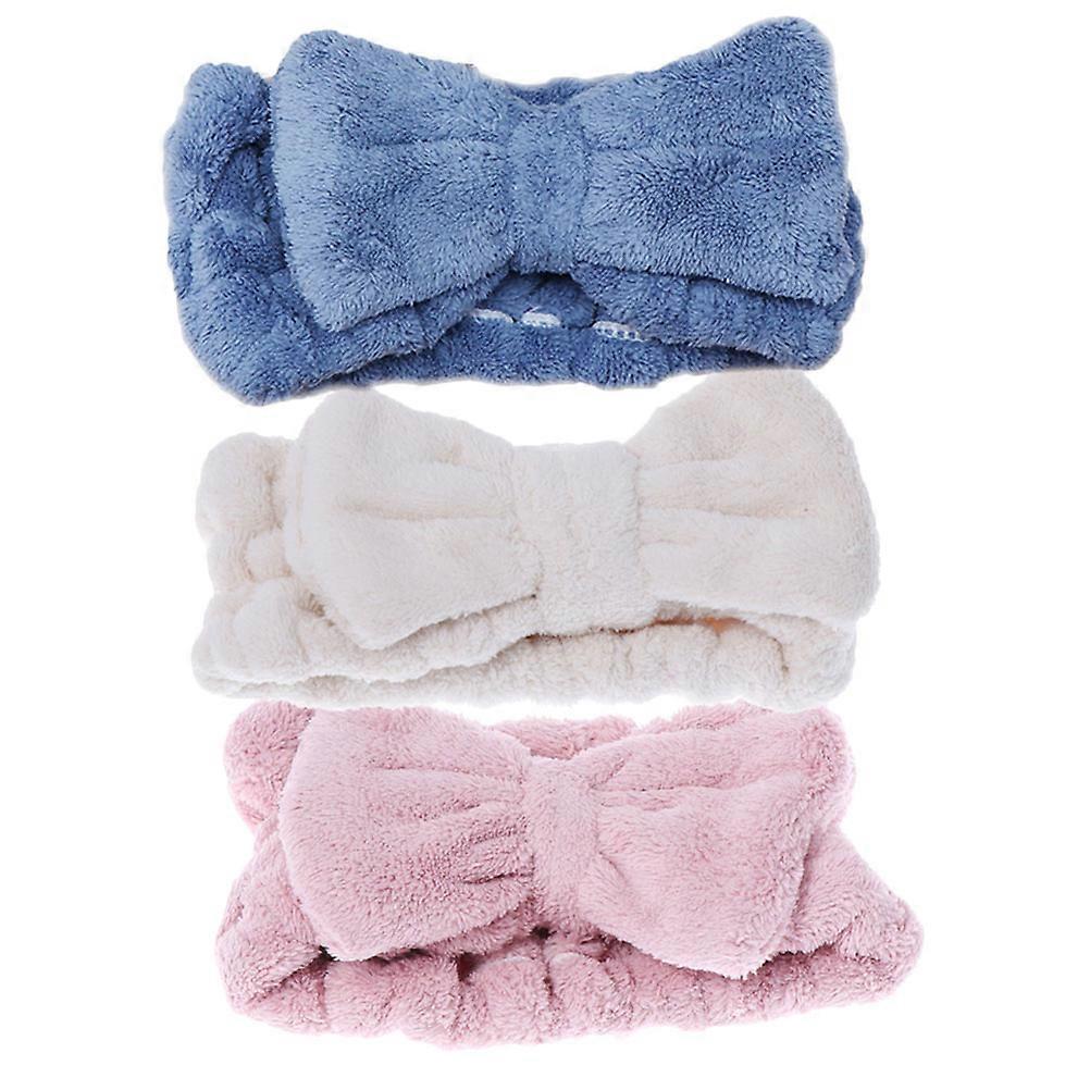 Washing Headband 3Set For Girls Bathroom Use Featuring Simple Design With Coral Fleece Fabric