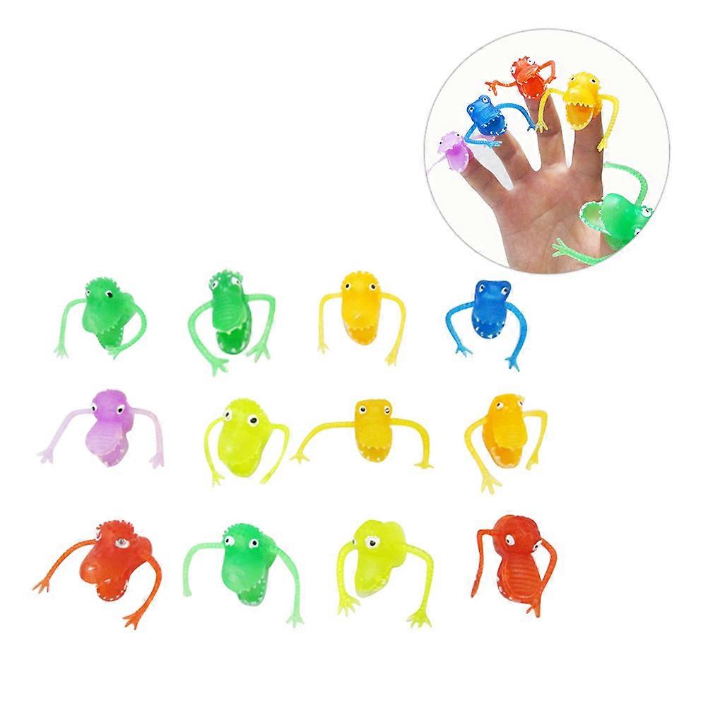 Dinosaur Finger Puppets Plastic Fun Toys for Kids Party Favors 12PCS Assorted Color Mini Size