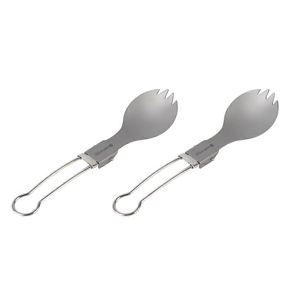 Camping Tableware Folding Sporks for Outdoor Use Titanium 2Pcs Set