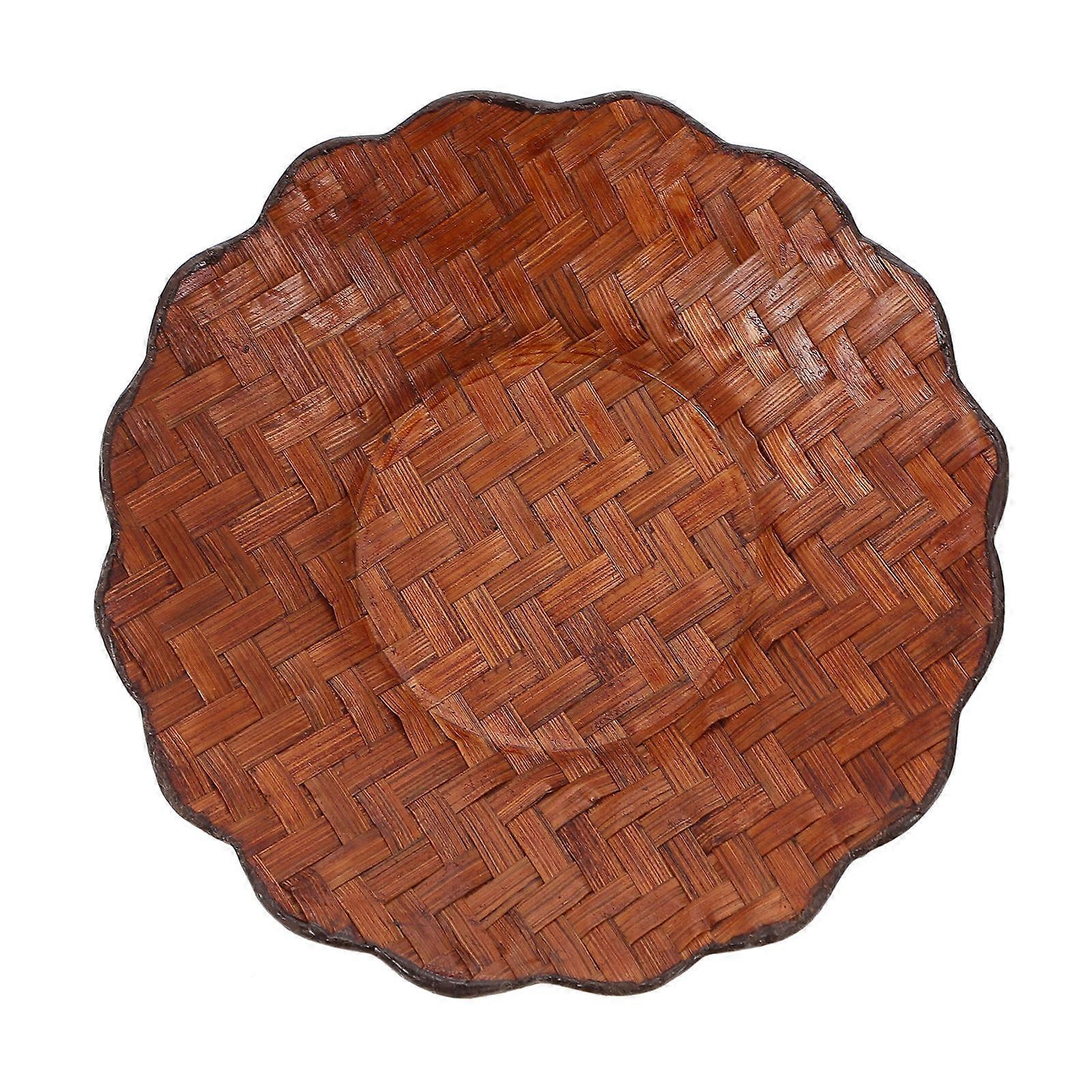Bamboo Cushion Heat Resistant Round Handmade Coaster for Home Office Cafe Shop Brown 1Pc